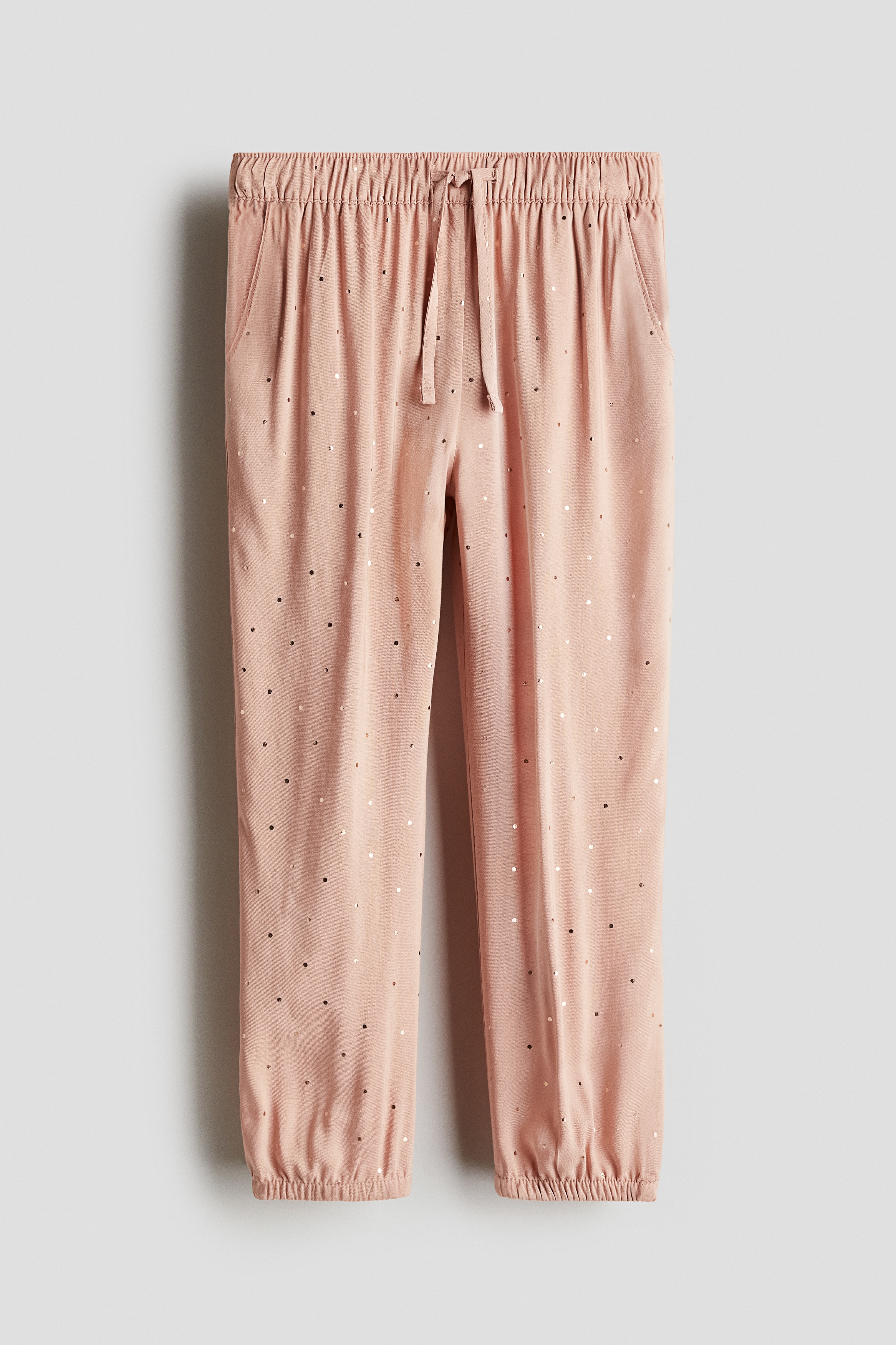 Kankaiset joggersit - Himmeänroosa/Pilkullinen/Roosa/Mansikat/Sininen/Vaaleanbeige/Leopardipainatus/Khakinvihreä/Pilkullinen