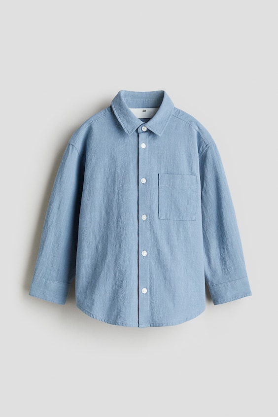 Детские рубашки H&M Loose-Fit Textured Cotton Shirt
