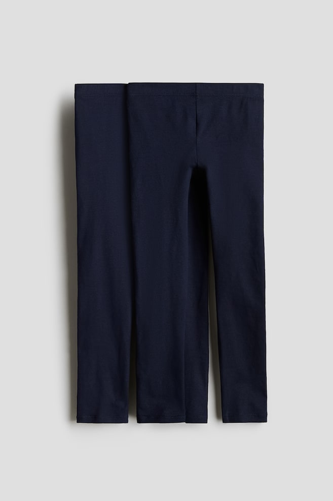 Set van 2 leggings - Marineblauw/Zwart/Roze/gestreept/Roze/hartjes - 1