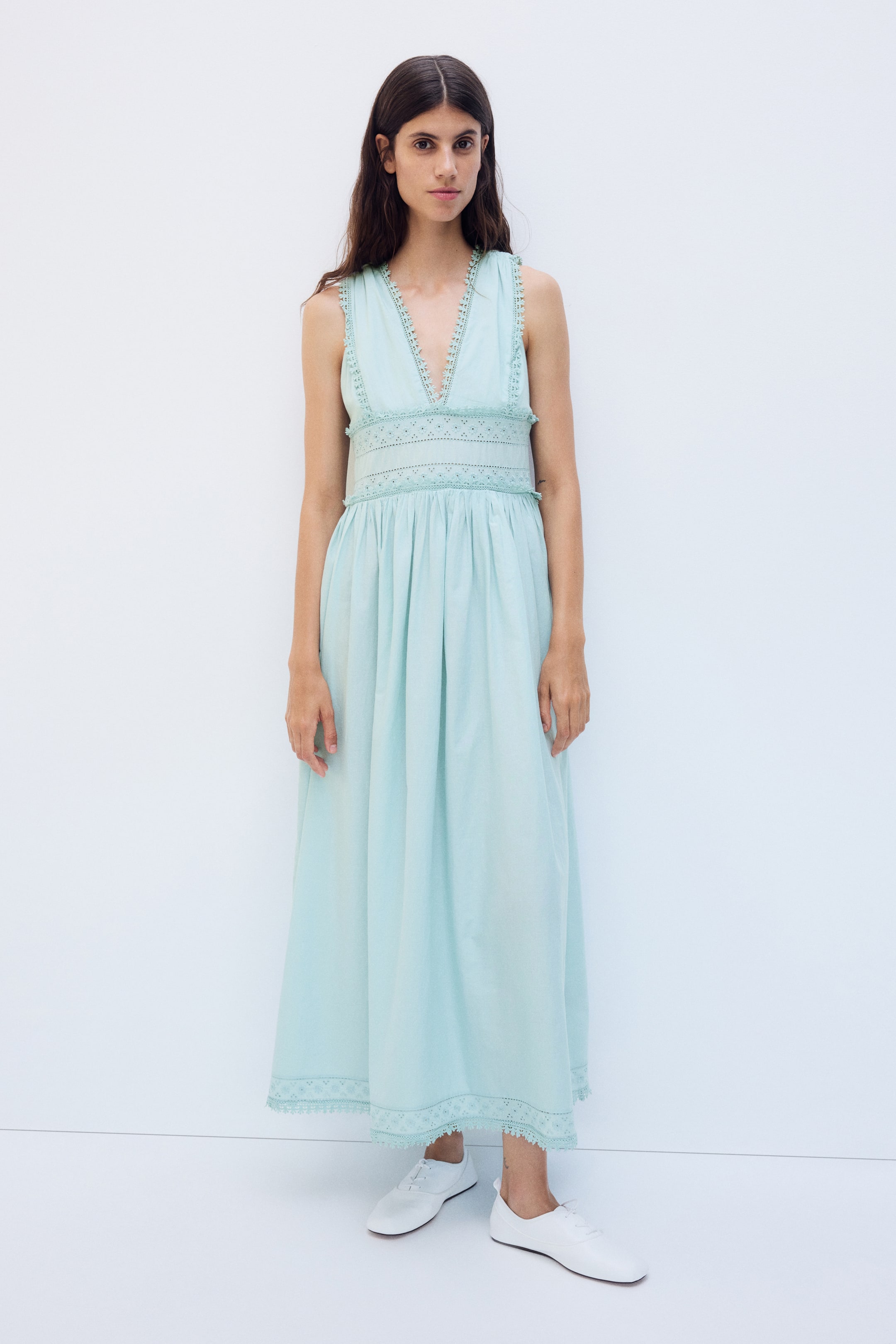 MAMA Lace-Trimmed Cotton Nursing Dress