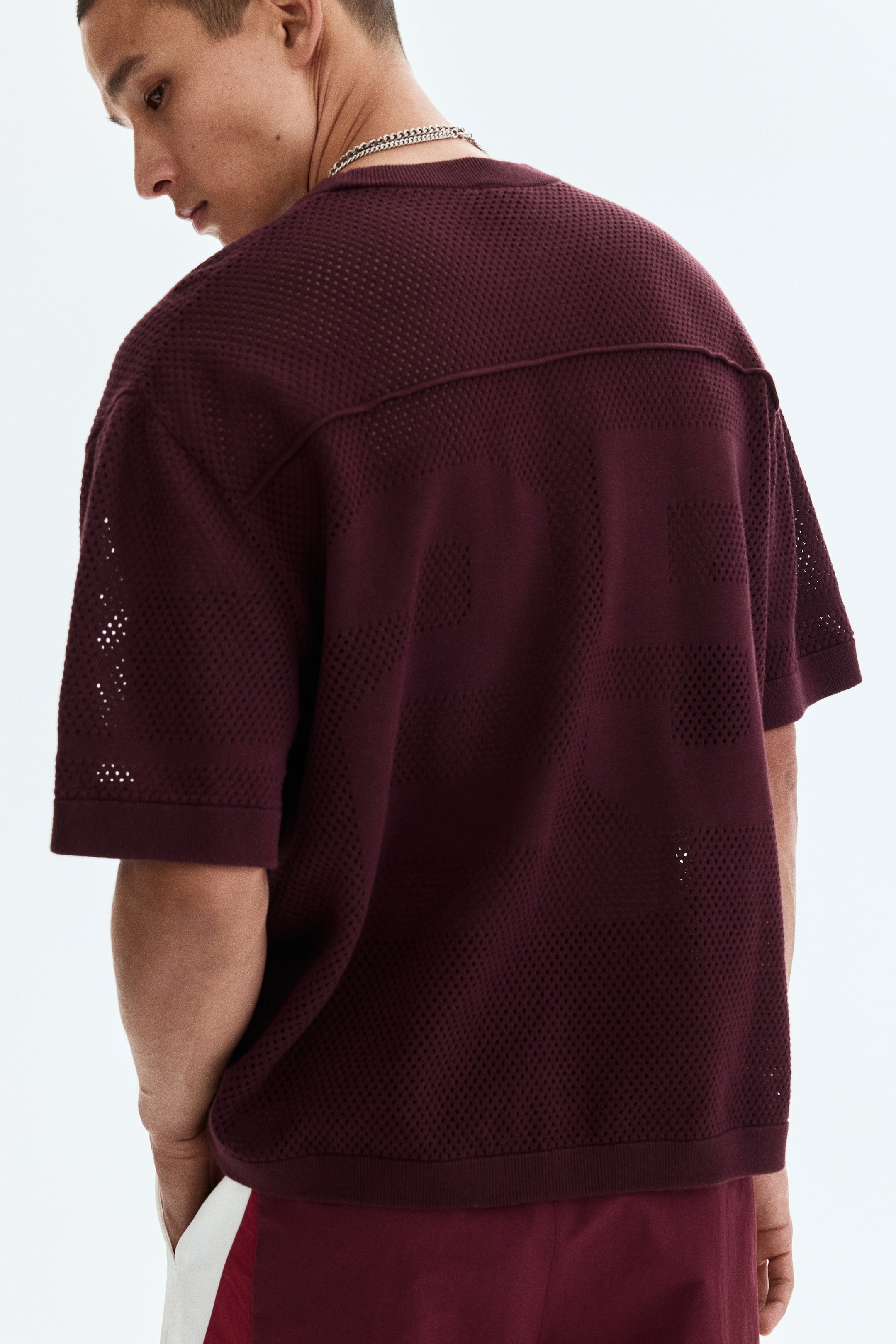 T-shirt carré décontracté en tricot ajouré