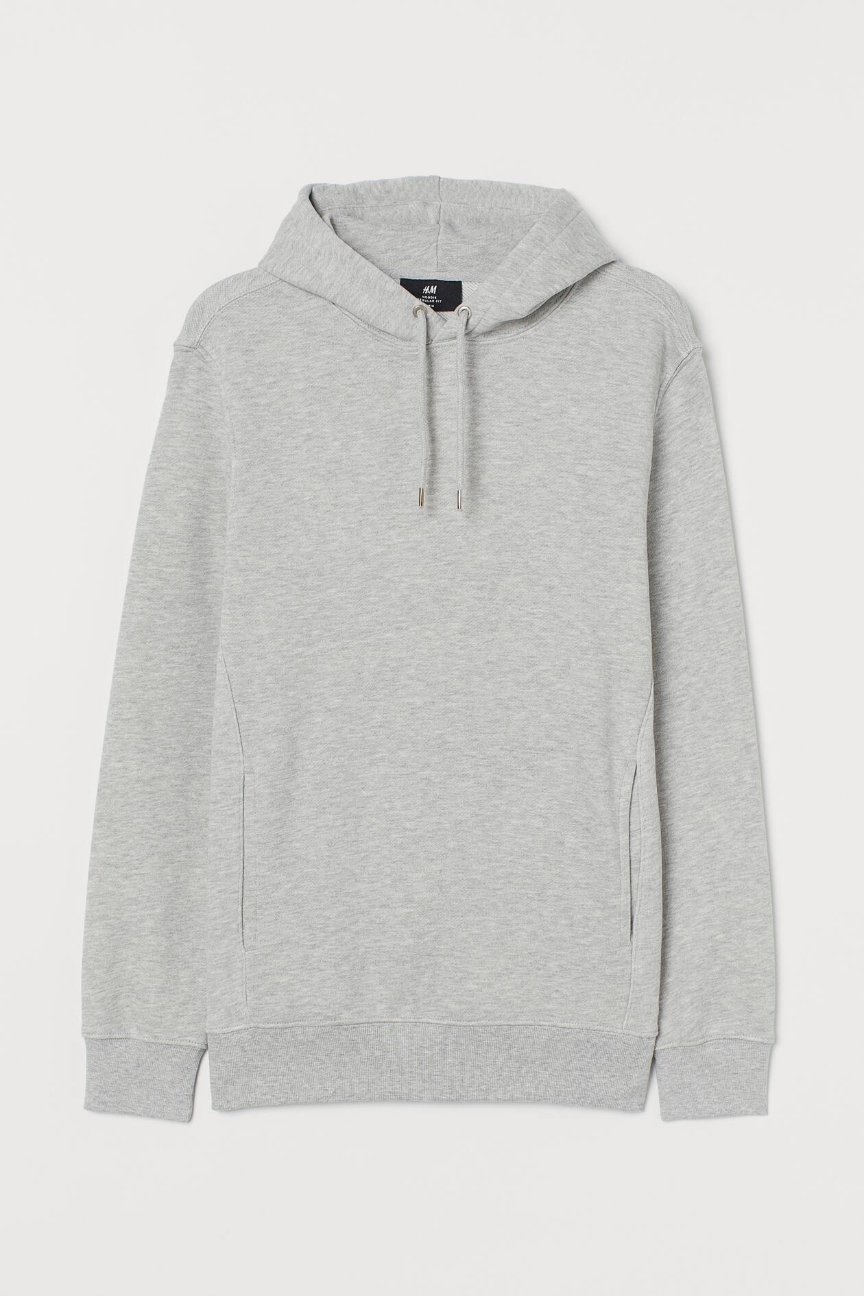 Regular Fit Hoodie - Long sleeve - Regular length - Light gray melange ...