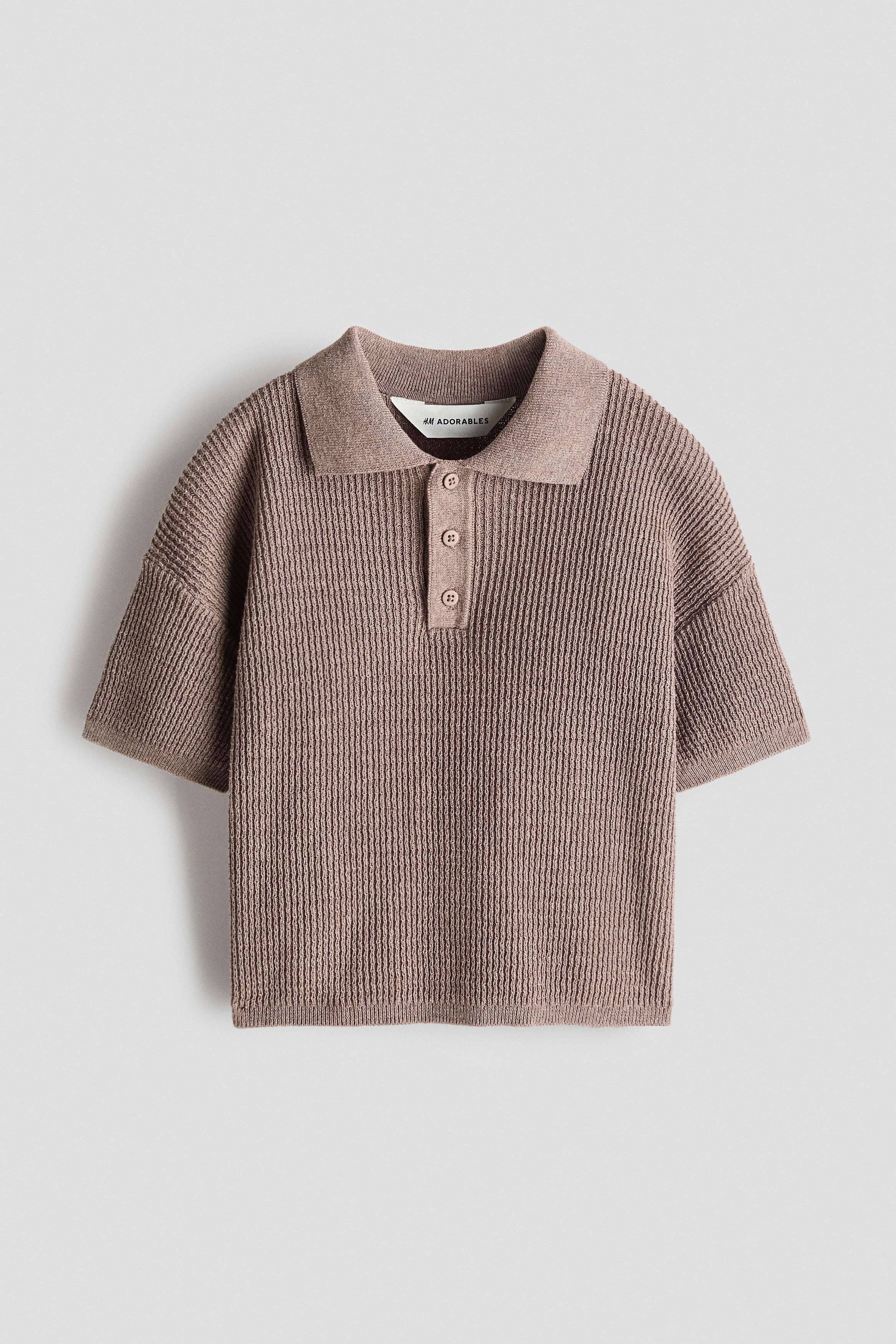 Polo en maille côtelée - Marron clair