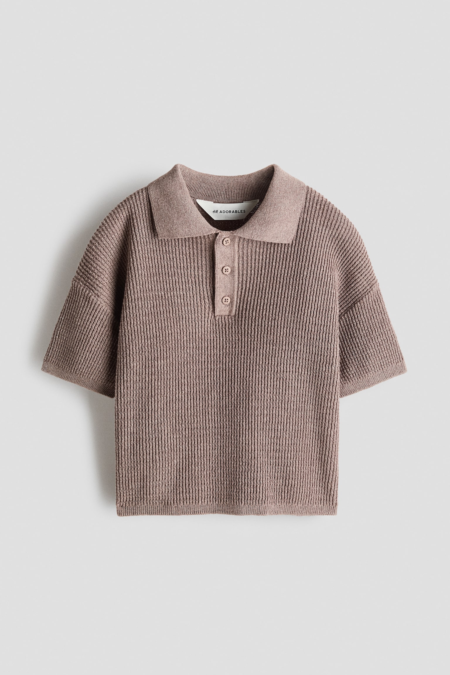 Rib-knit polo shirt - Light brown - 2