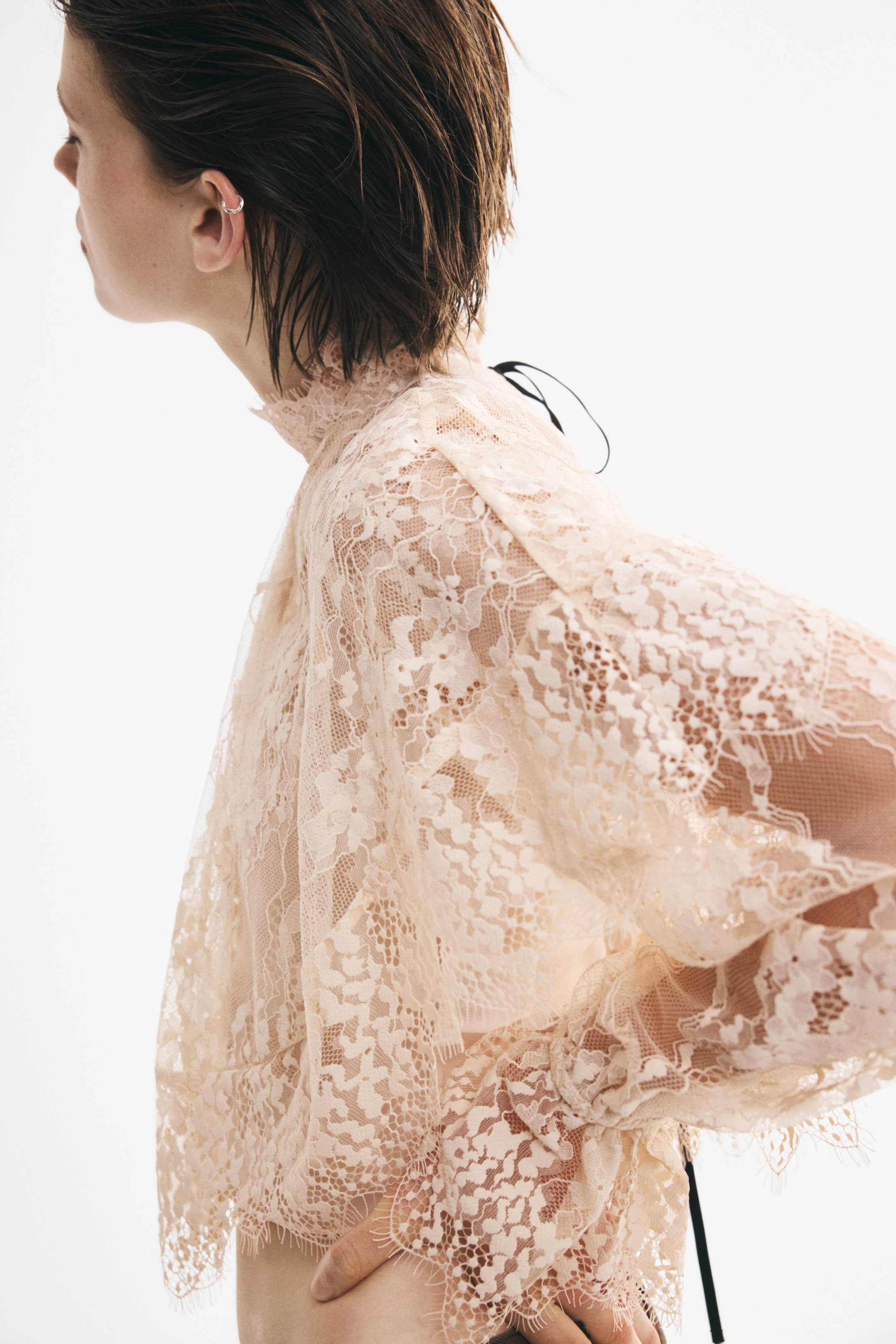 Cape-Detail Lace Top