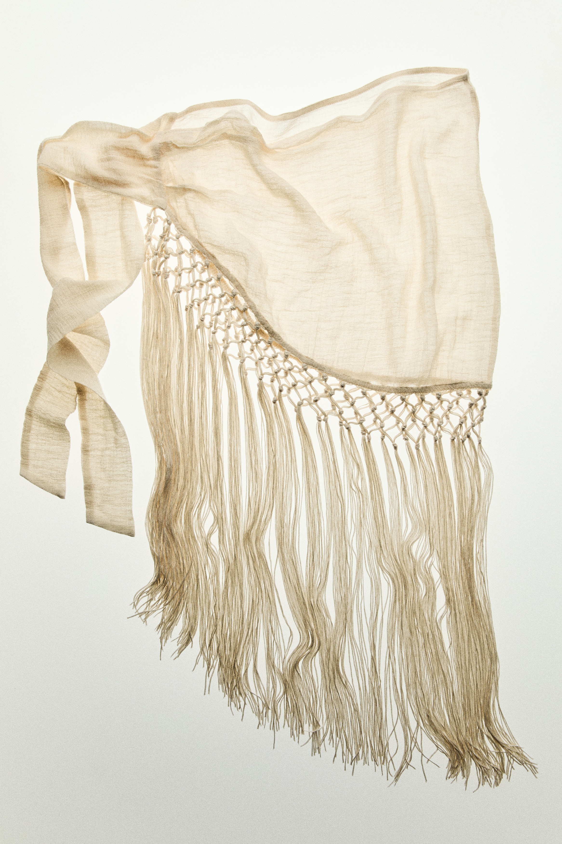 Pañoleta para la cadera con flecos - Beige claro