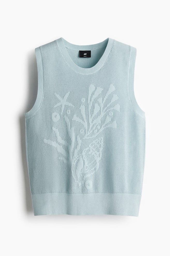 Slim Fit Jacquard-knit sweater vest - Turquoise/Marine life/White - 1
