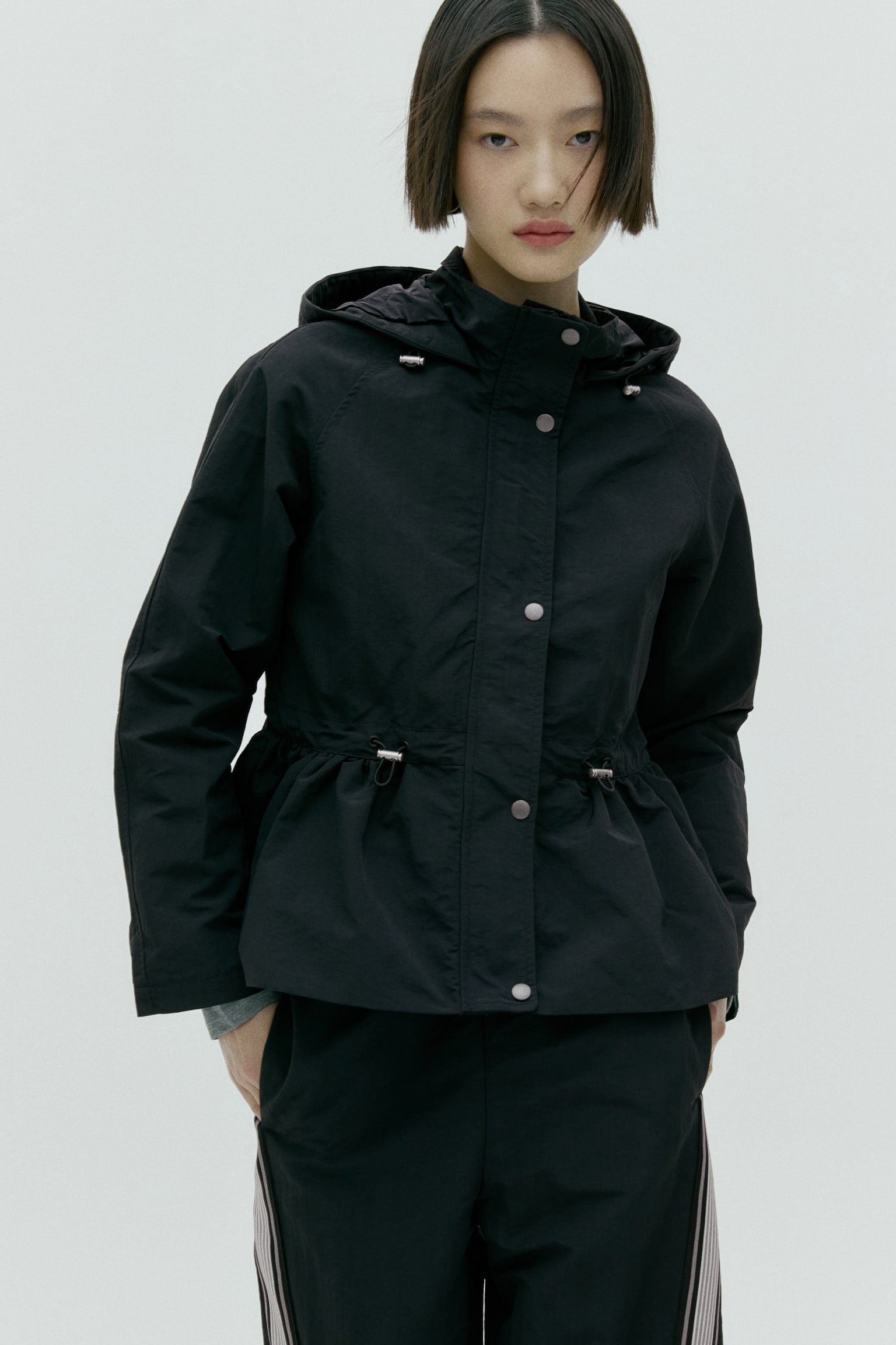 ペプラムウインドブレーカー - ブラック - 2