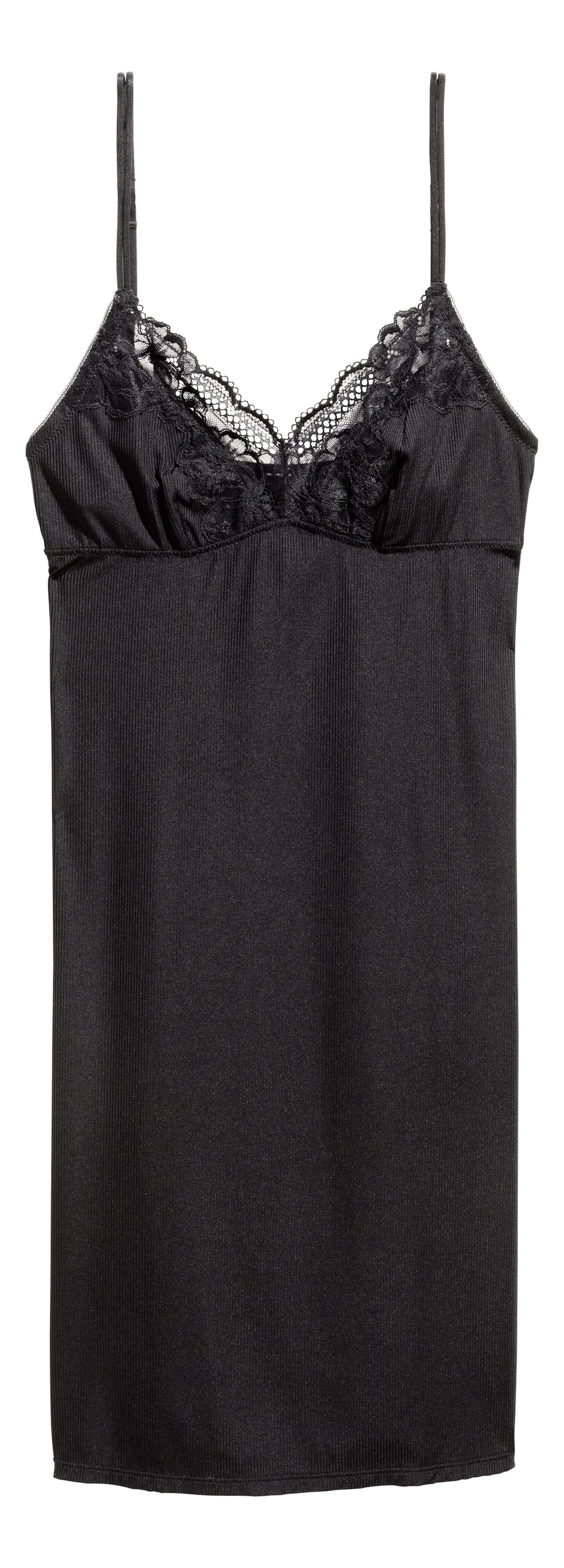 View larger image: Ribbed microfibre nightslip - Black - Ladies | H&M GB 1