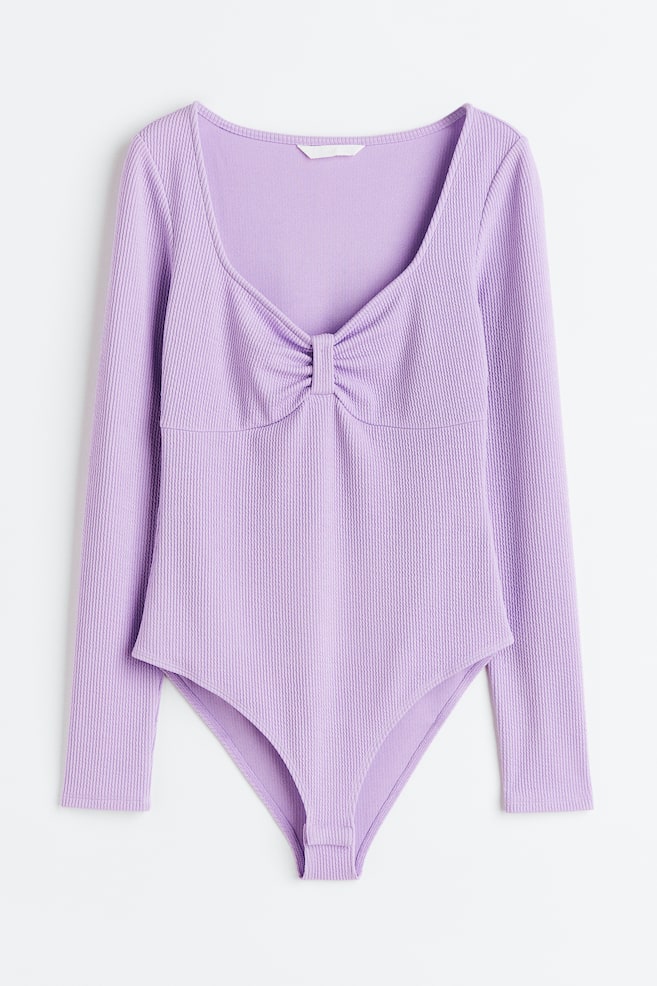 Ribbed Jersey Bodysuit - Light purple - 1