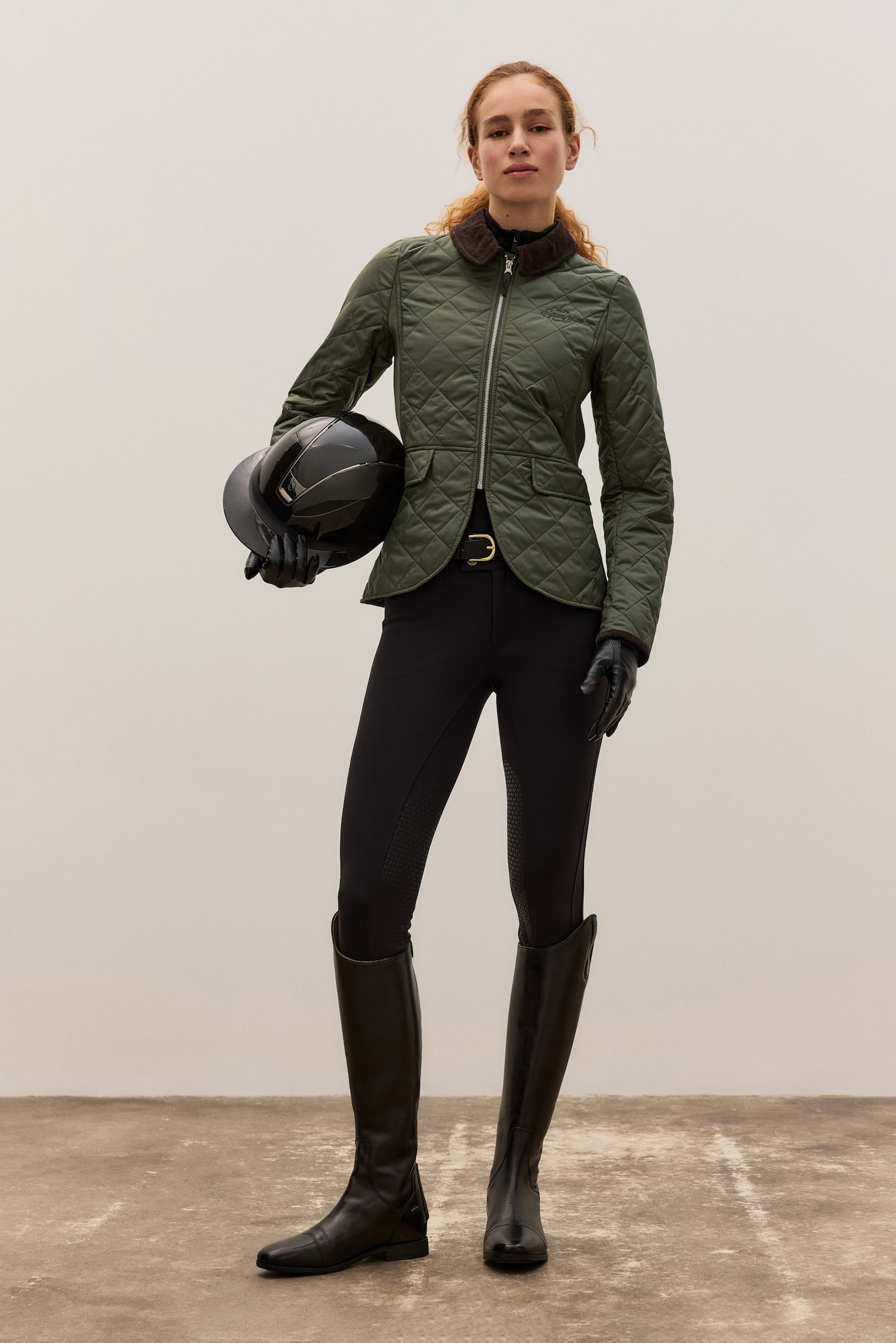 Lightly padded stable jacket - Khaki green - 1