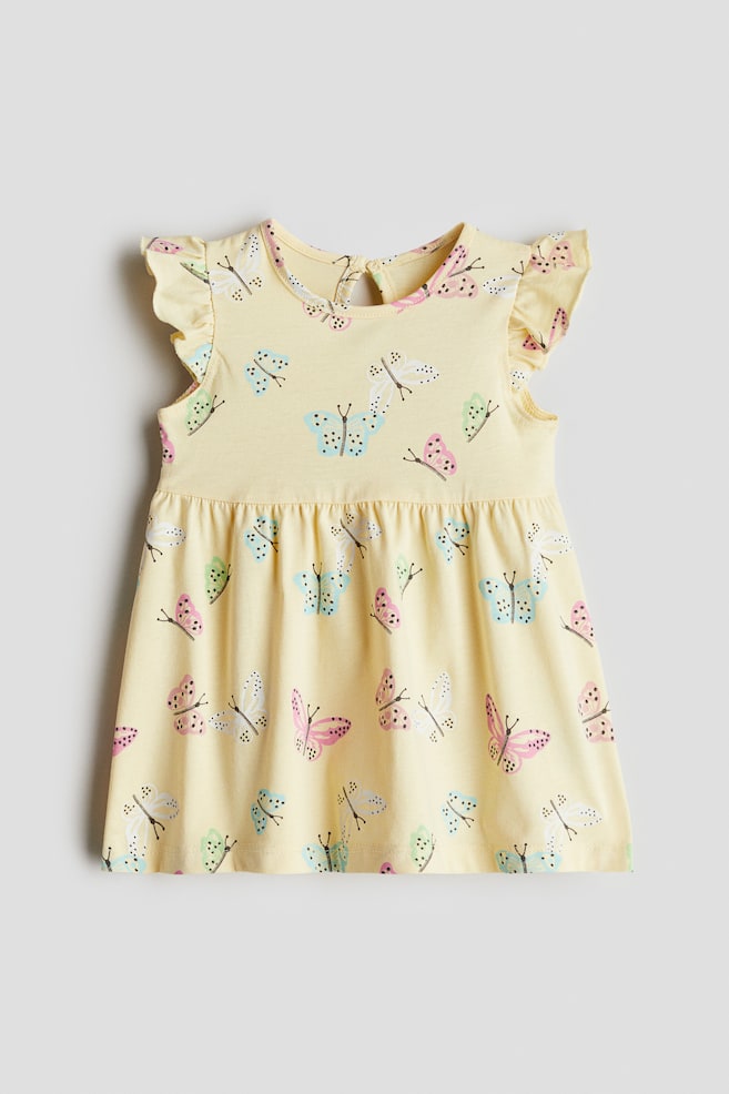 Printed Cotton Dress - Yellow/butterflies/Beige/leopard print - 1