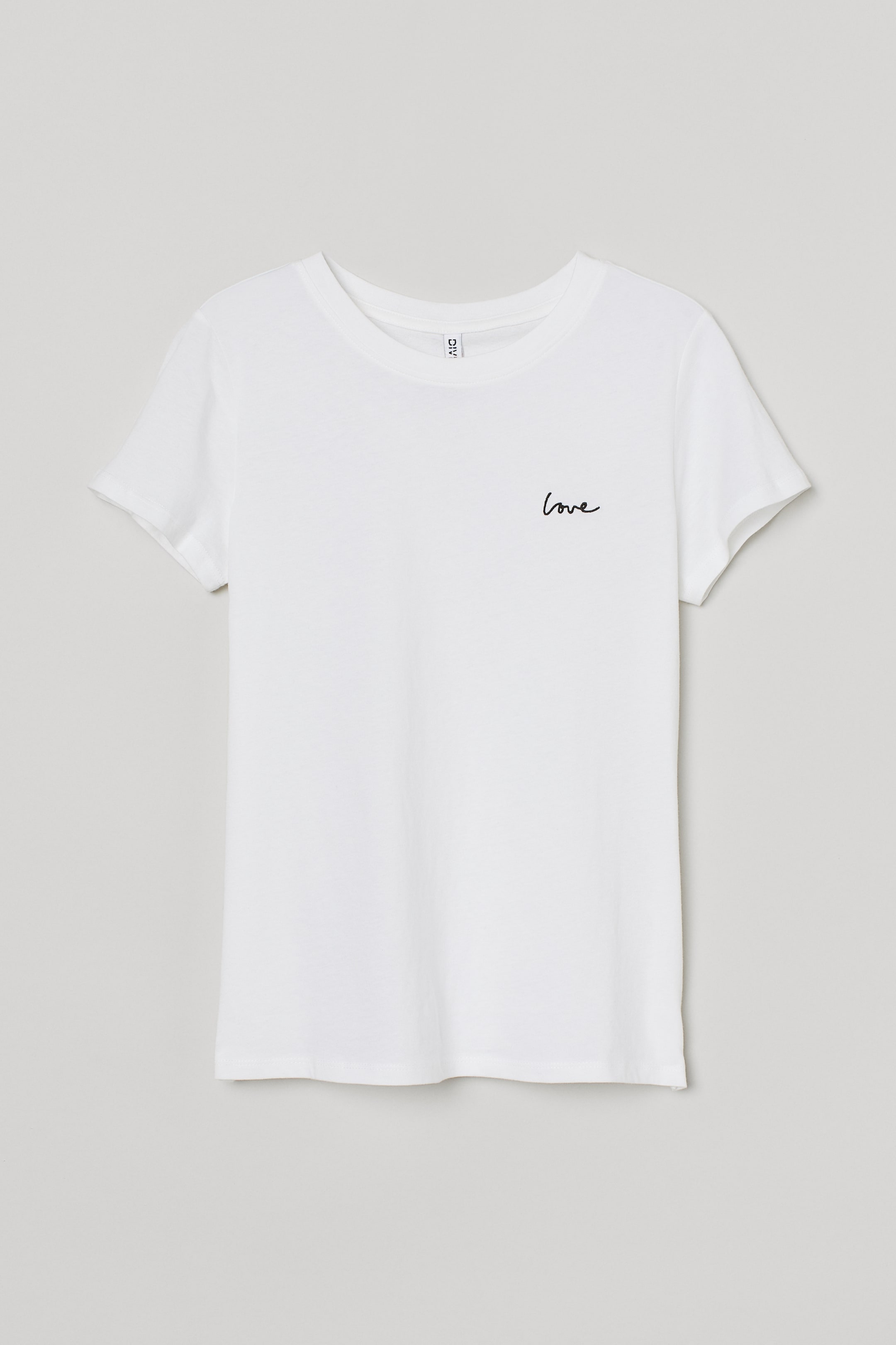 Jersey T-shirt - Round neck - Short sleeve - White/Love - Ladies | H&M GB