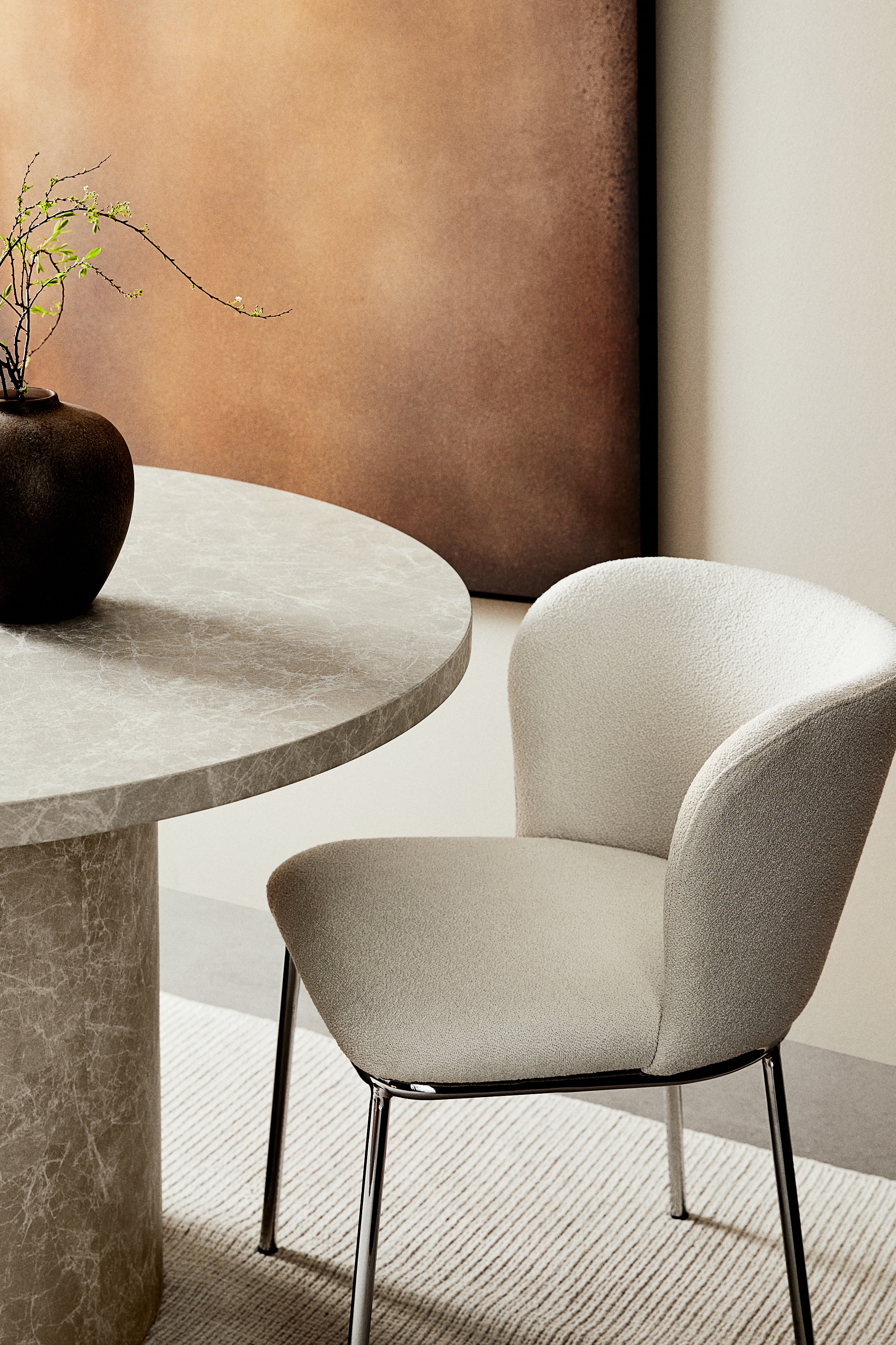 Bouclé Spisebordsstol 2-pack - Bouclé, Brækket hvid