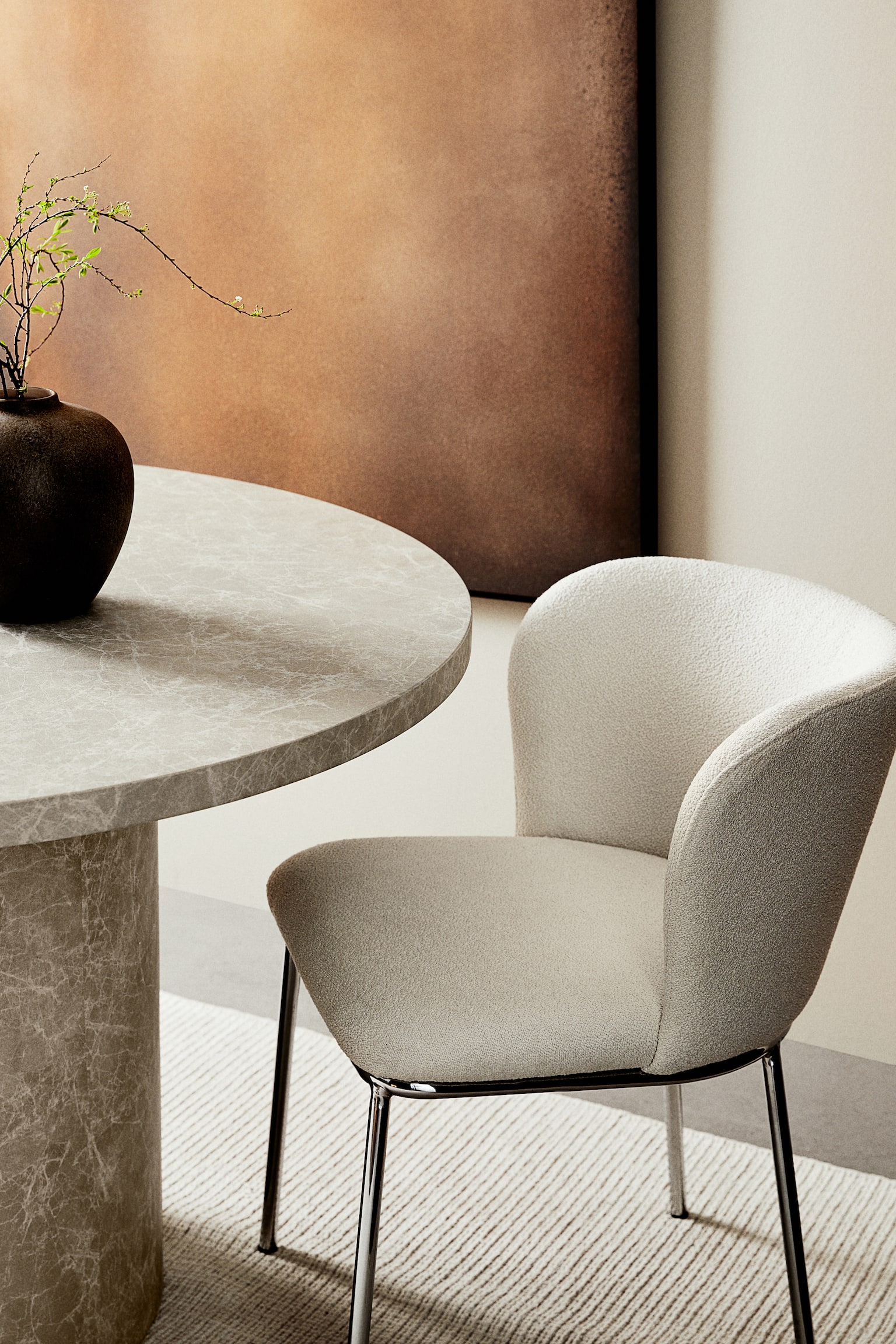 Bouclé Spisebordsstol 2-pack - Bouclé, Brækket hvid - 2