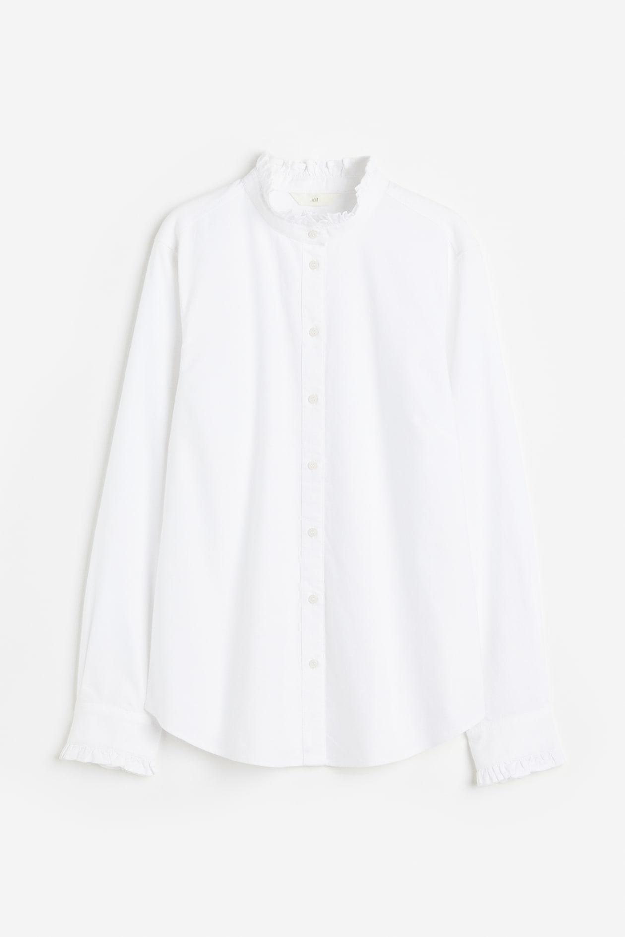 Cotton shirt - Long sleeve - Regular length - White - Ladies | H&M GB