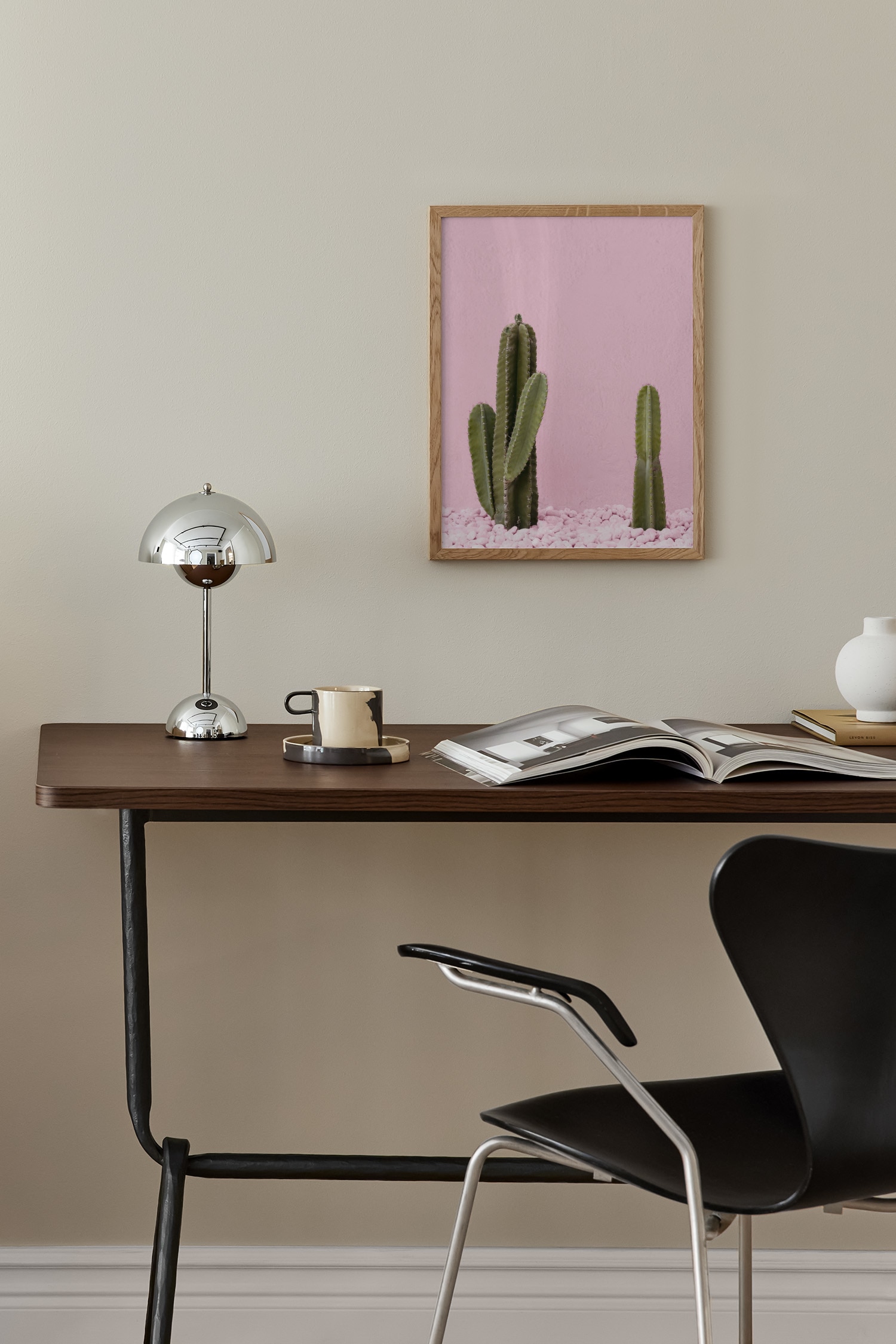 Green Cactus Plakat - Pink/grøn