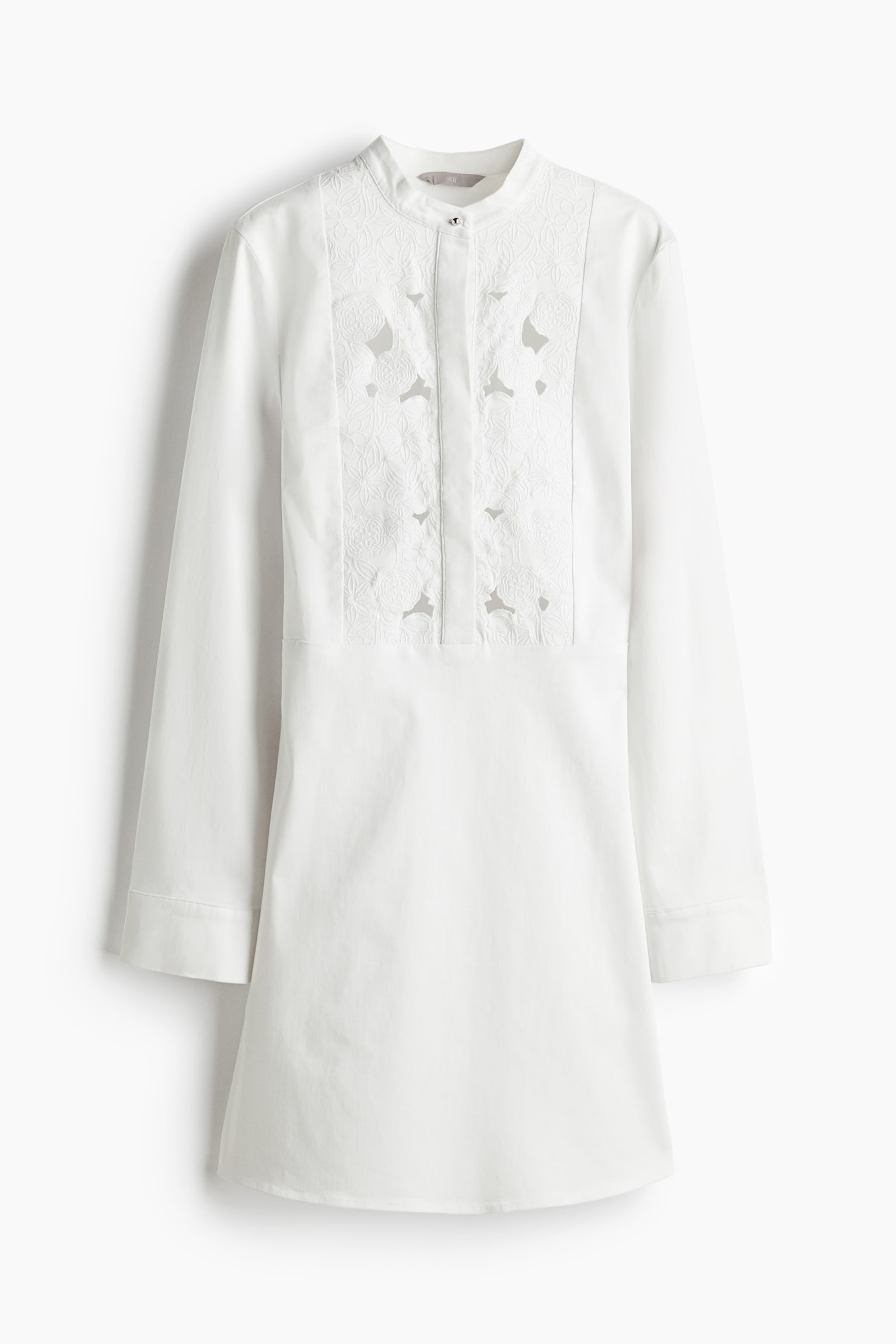 Robe avec détail en broderie anglaise - Blanc - 2