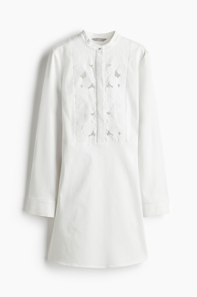Broderie anglaise-detail dress - White - 1