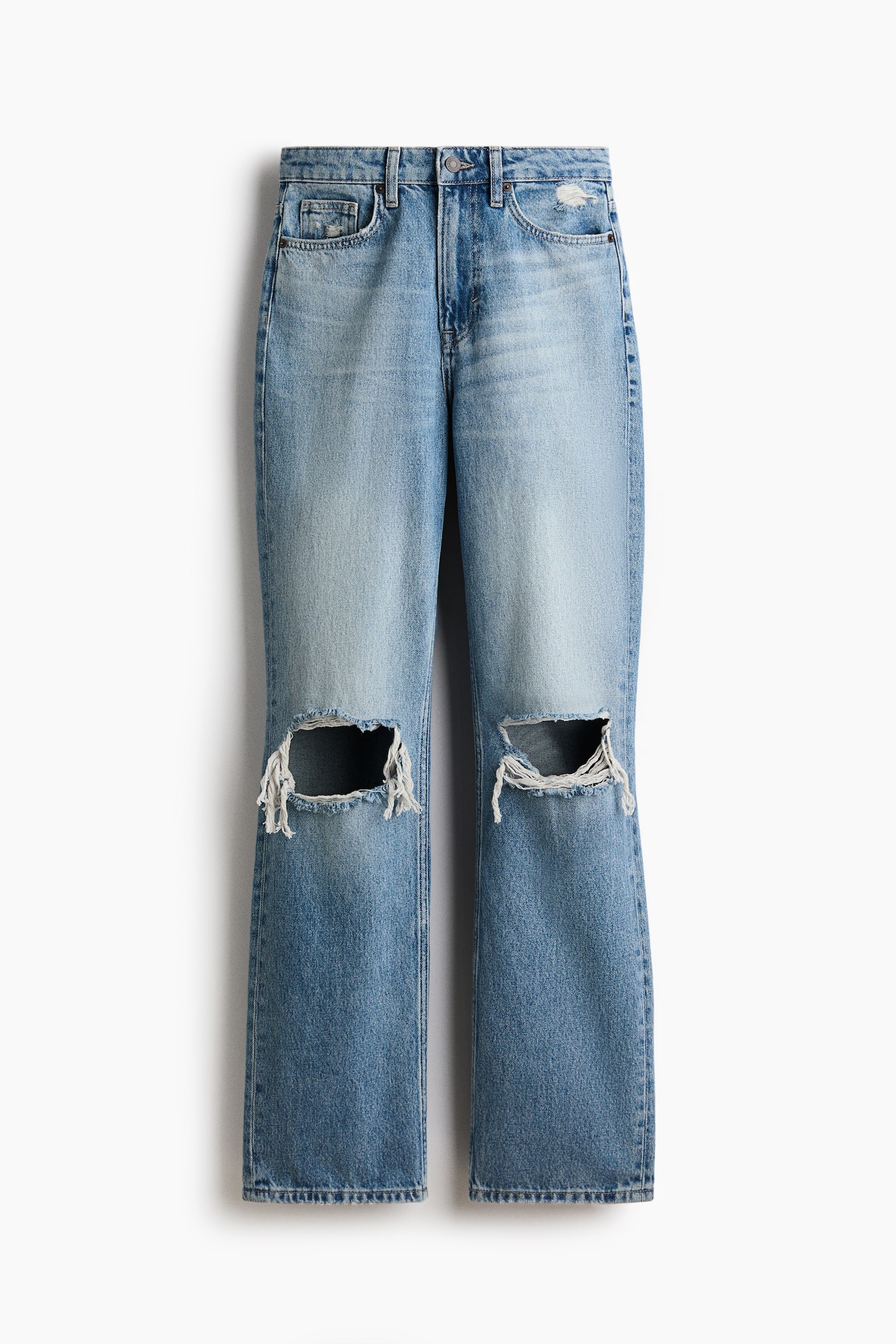 Женские джинсы H&M Straight High, цвет: Джинсовый синий — фото 1