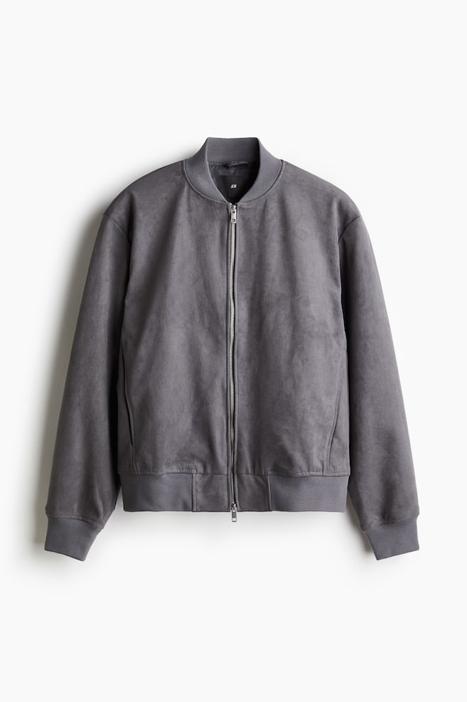 Regular Fit Bomber Jacket - Gray/Black - 1