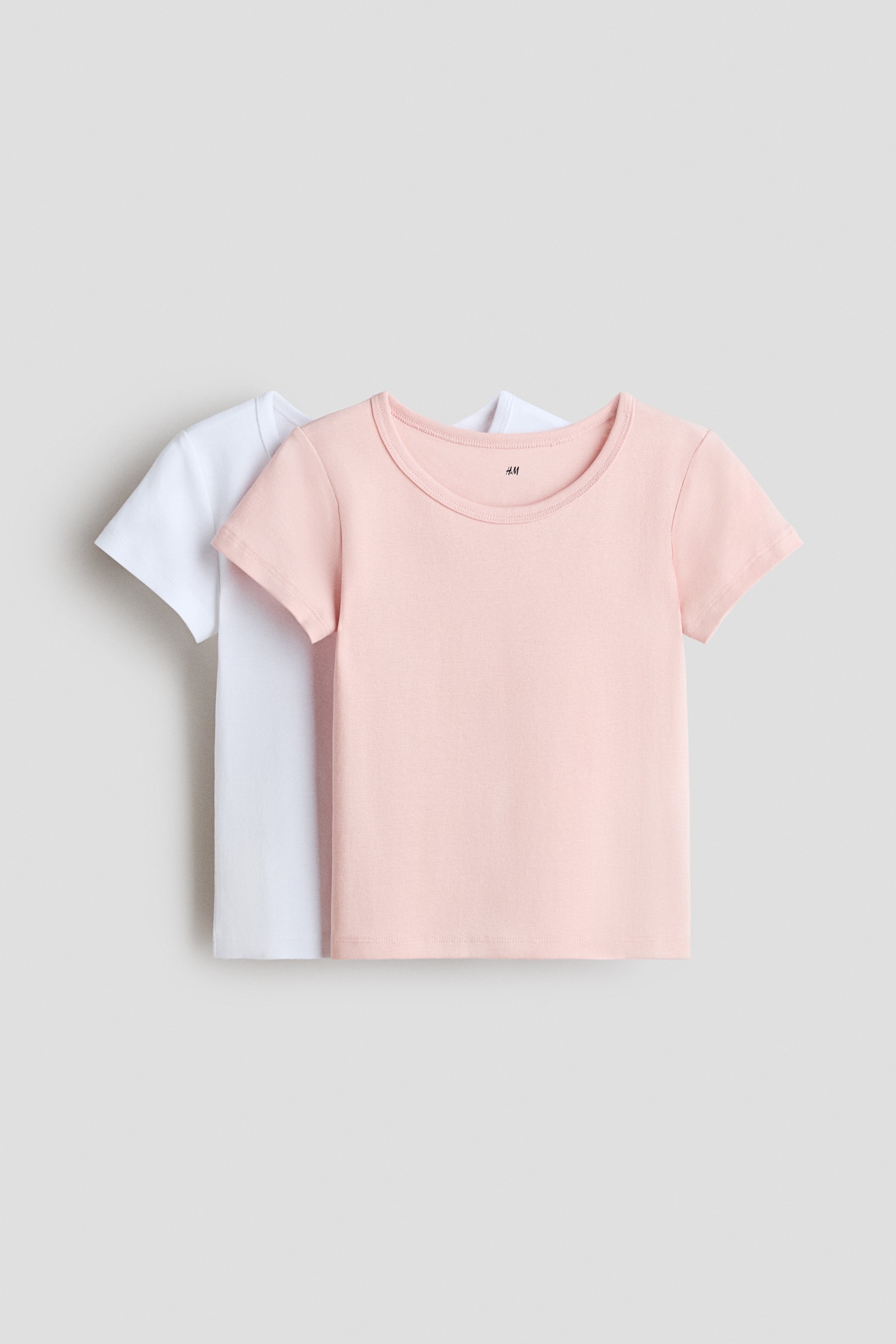 2-pack cotton tops - Light pink/White/Light blue/White
