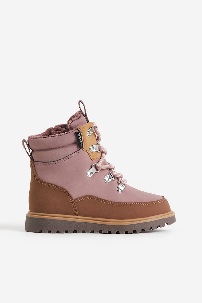Waterproof lace-up boots - Dusty pink/Light brown/Black - 1
