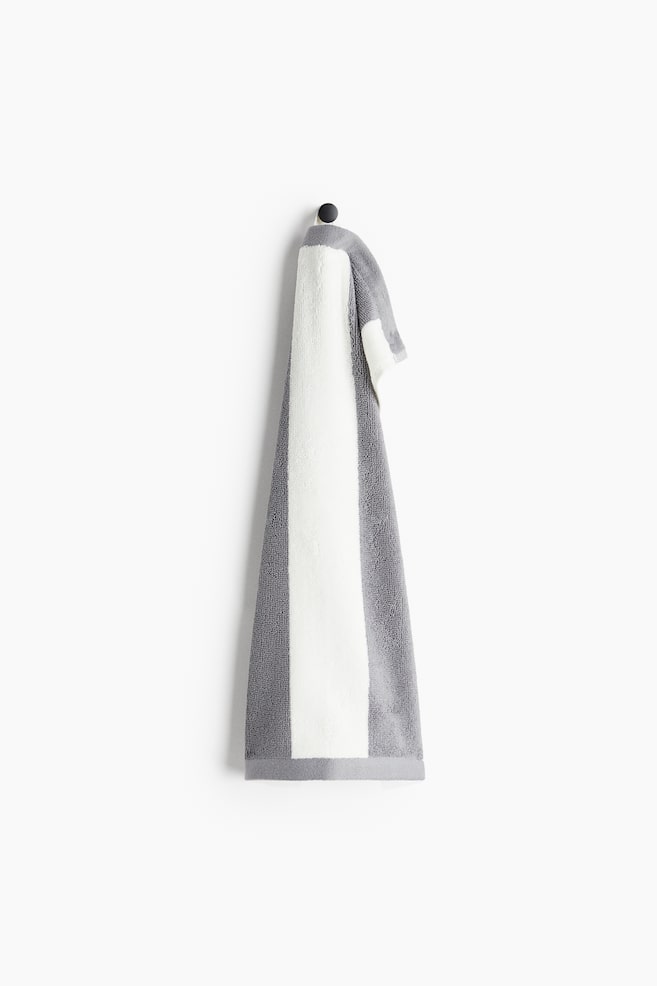 Essuie-mains rayé en coton éponge - Gris/rayé/Vieux rose/rayé - 1