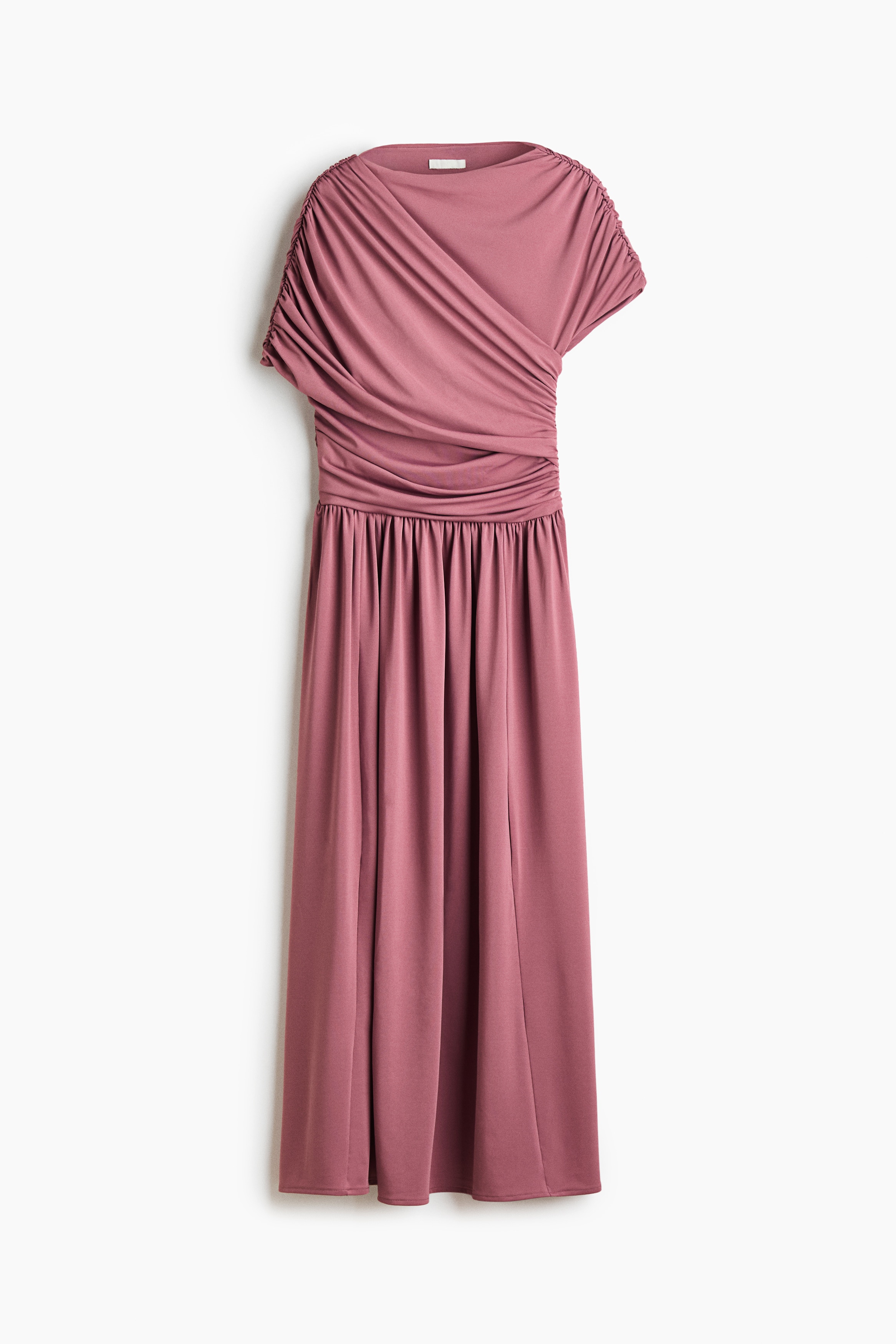 Draped boat-neck dress - Dusty pink