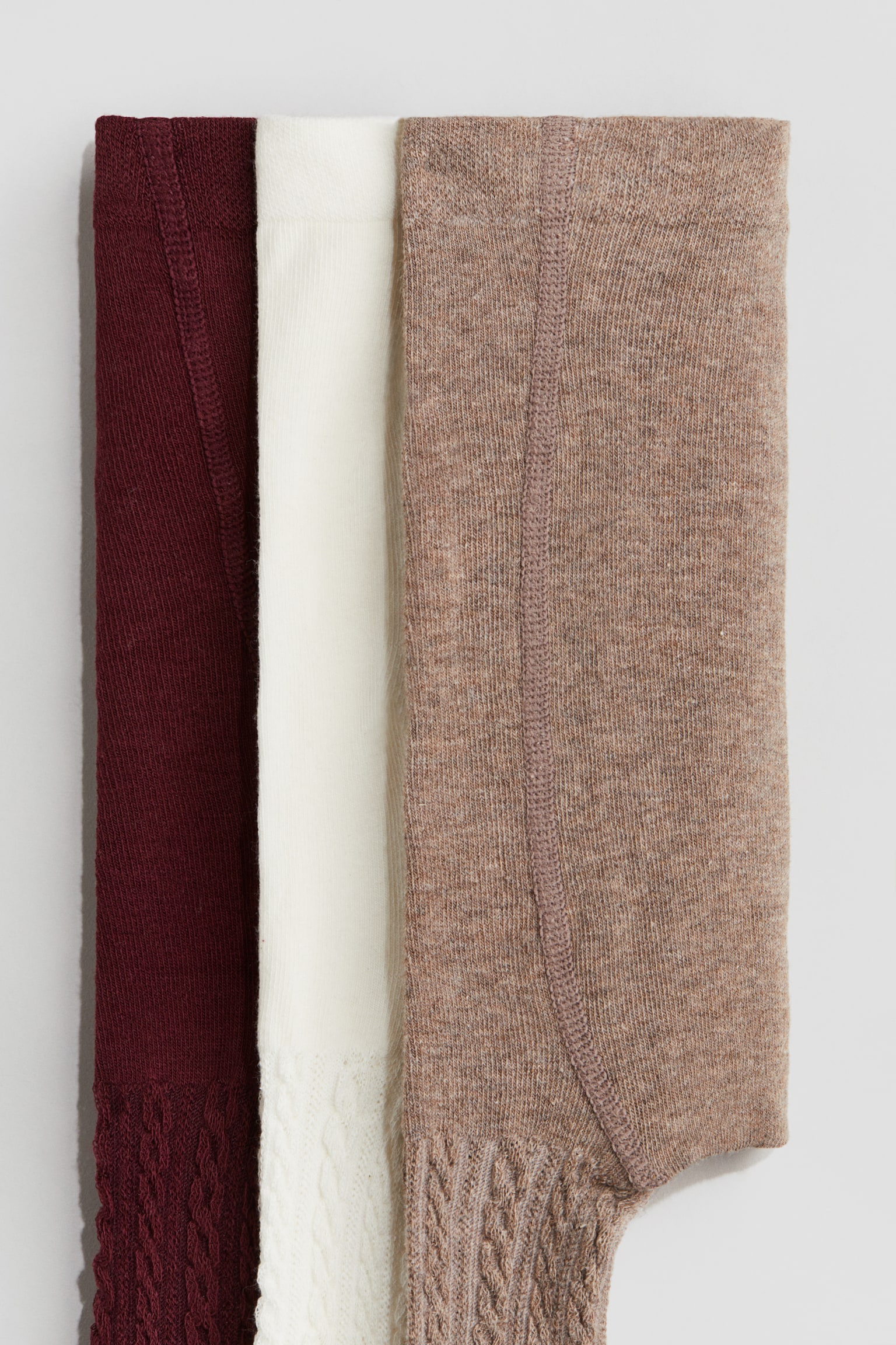 3-pack tights - Dark red/Beige/Gold-coloured/White/Black/Light pink/Light grey marl/Dark brown/Beige - 2