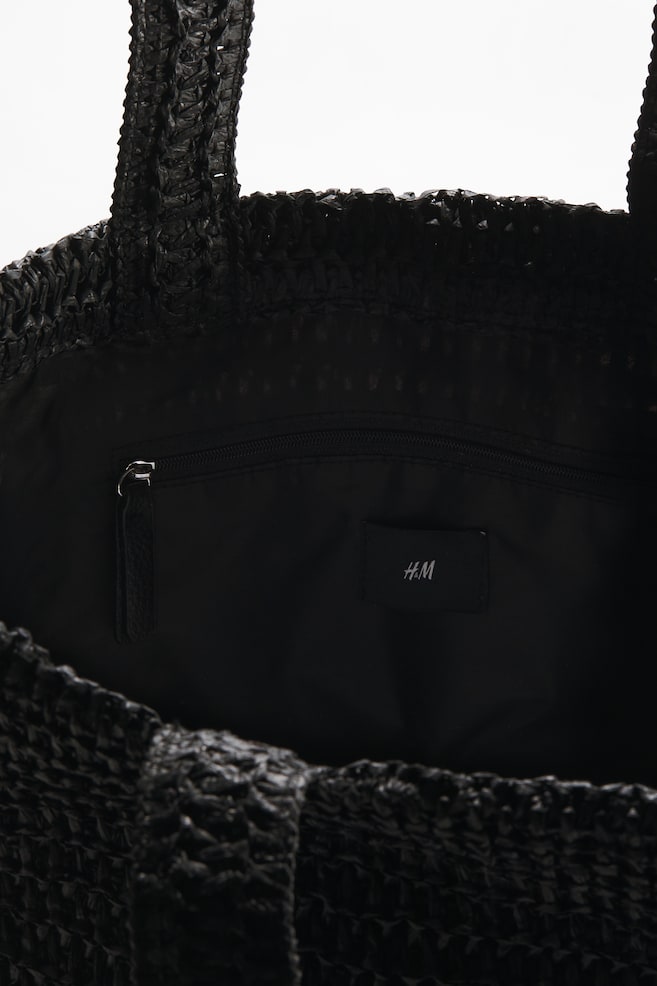 Straw Tote Bag-Black - 3