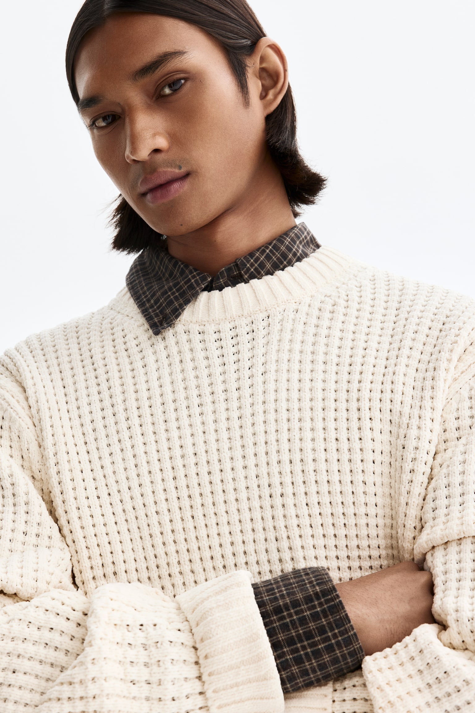 Regular Fit Jumper - Cream/Dark blue/Khaki green - 4