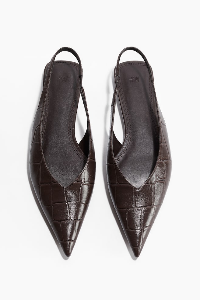 Pointed slingbacks - Dark brown/Cream/Crocodile pattern - 1