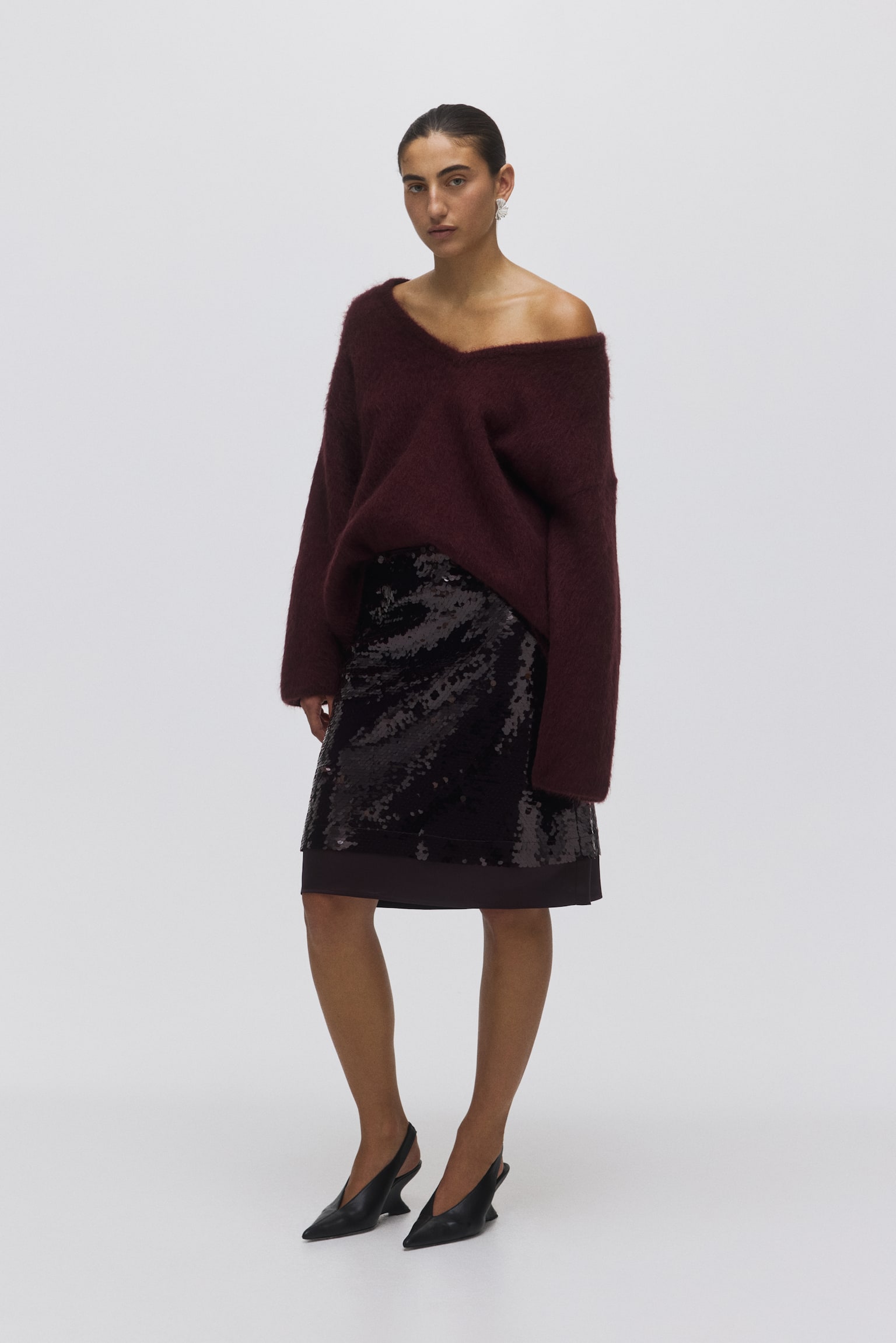 Sequined skirt - Burgundy - 4