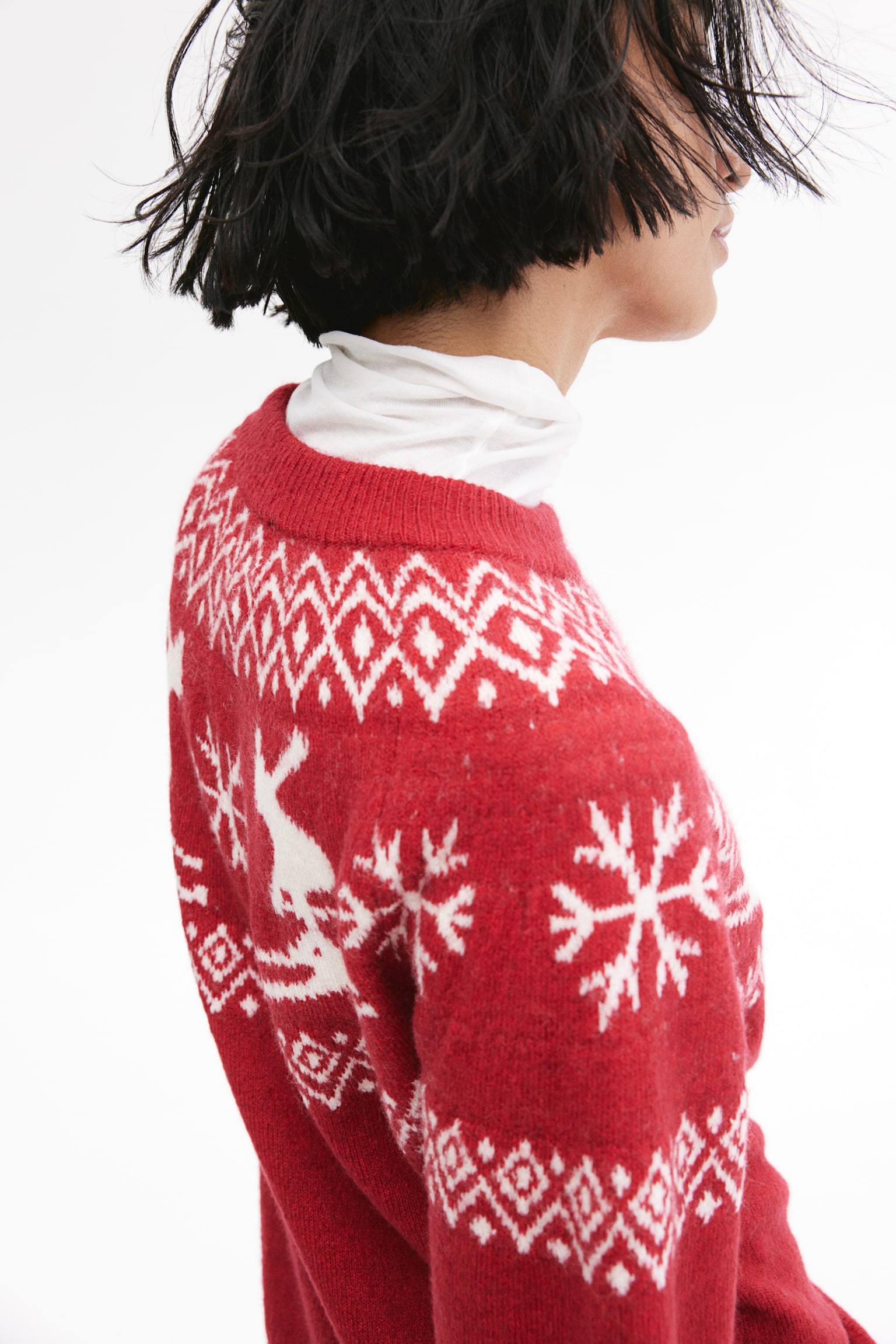 Jacquard-knit jumper - Dark red/Skiers/Dark beige/Hearts/Grey marl/Bows/Cream/Les Alpes - 5