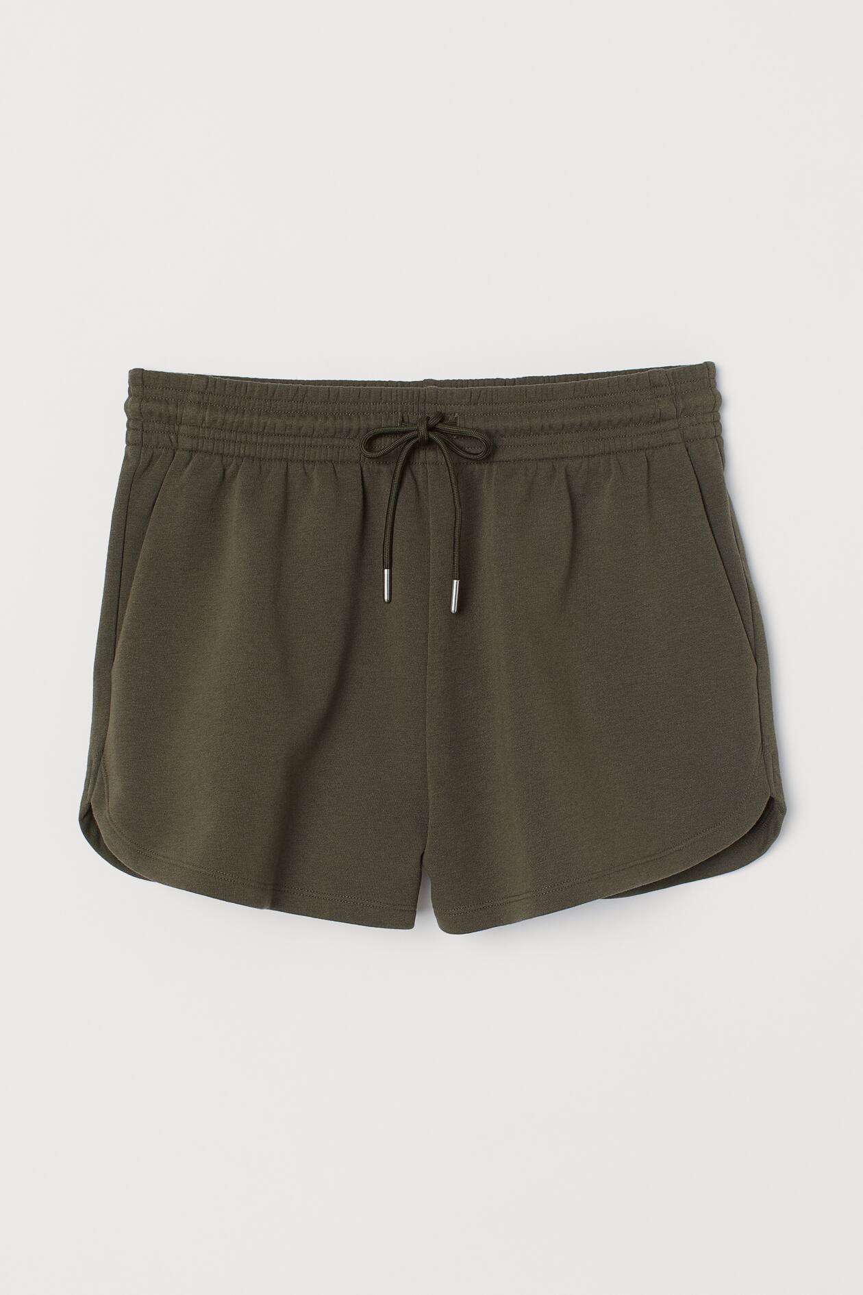 Sweatshorts - Regular waist - Short - Dark khaki green - Ladies | H&M US