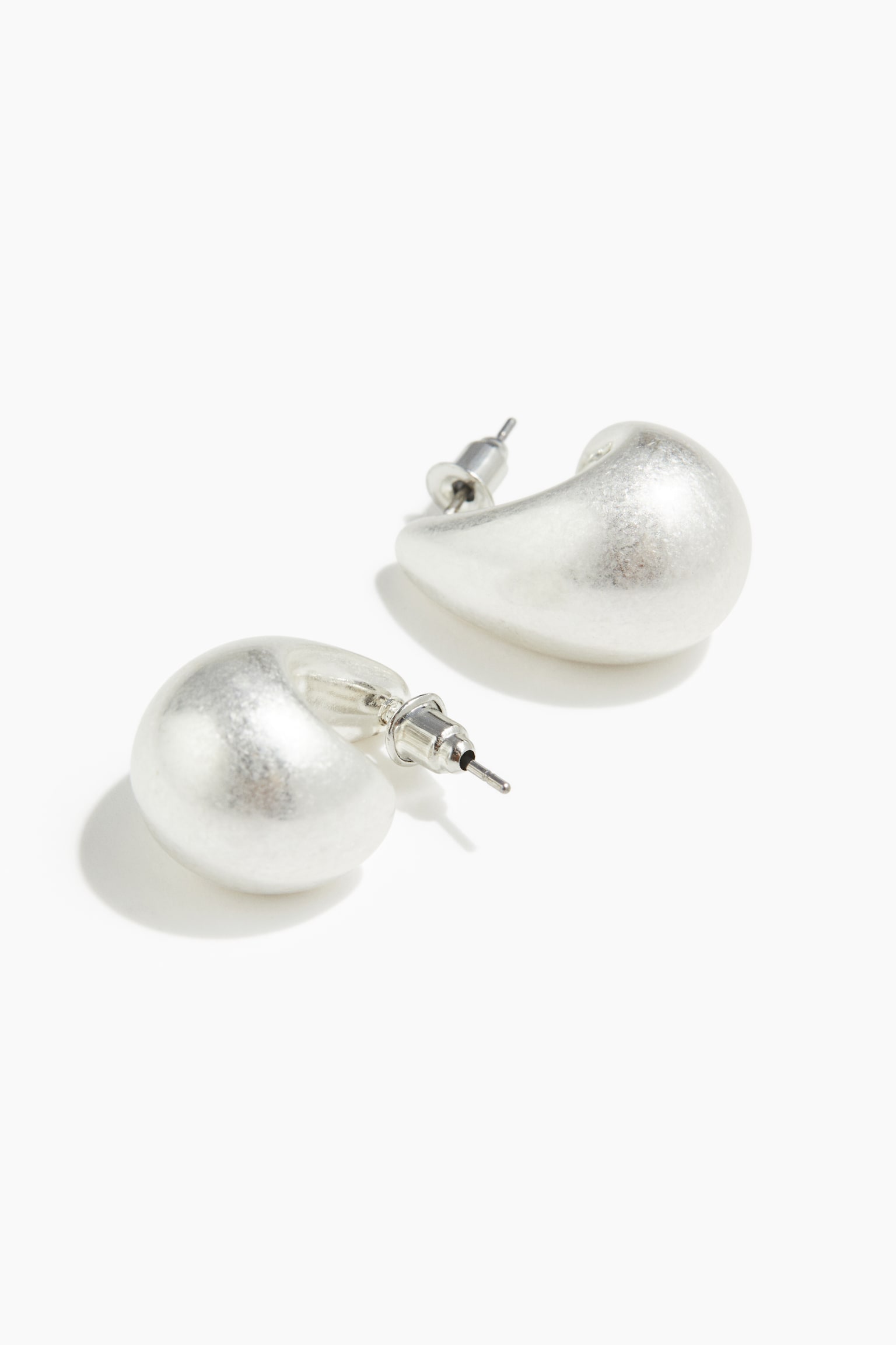 Chunky dome earrings - Silver-coloured/Silver-coloured/White/Silver-coloured - 3