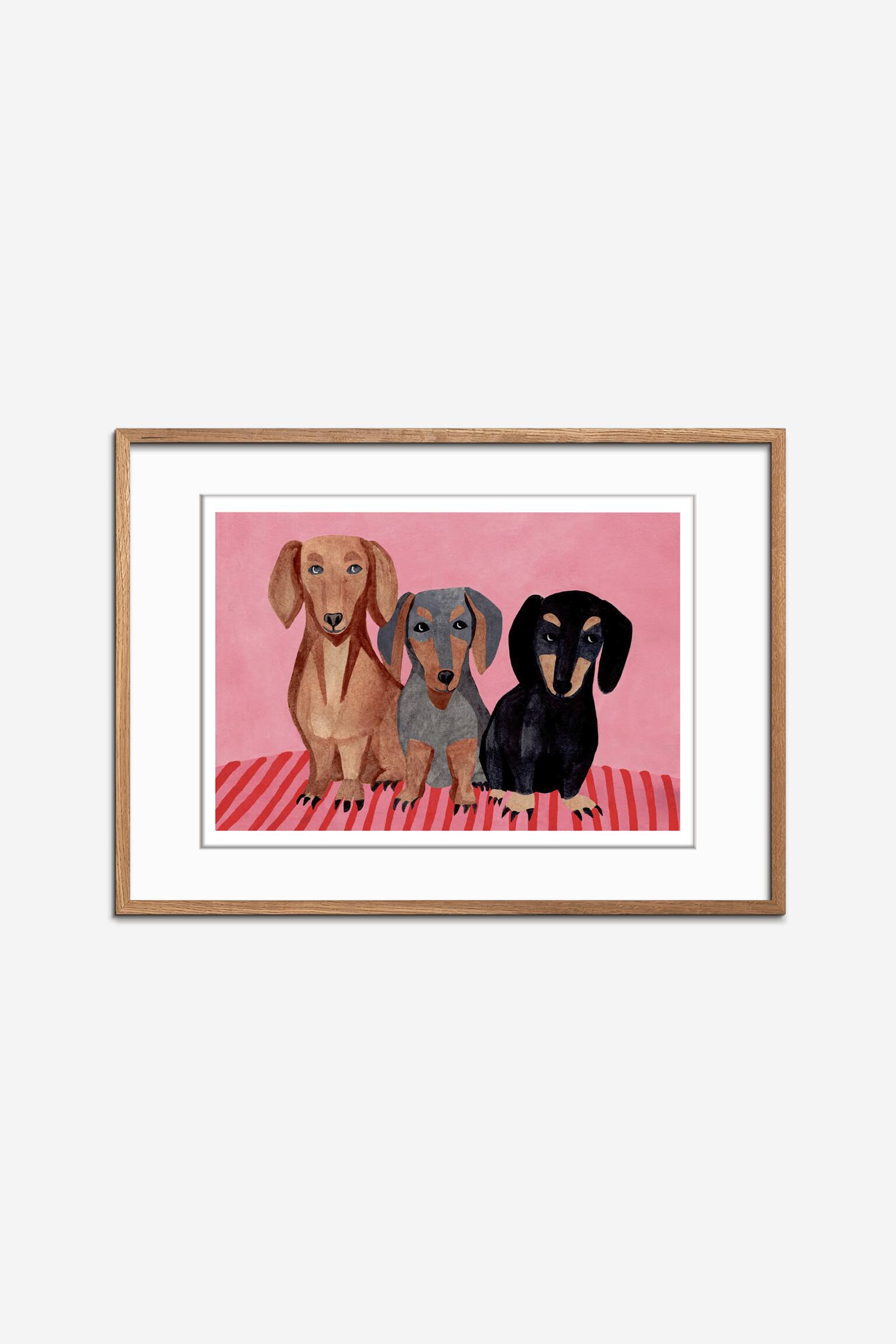 Iga Kosicka - Dachshunds (framed) - Flerfärgad - 1