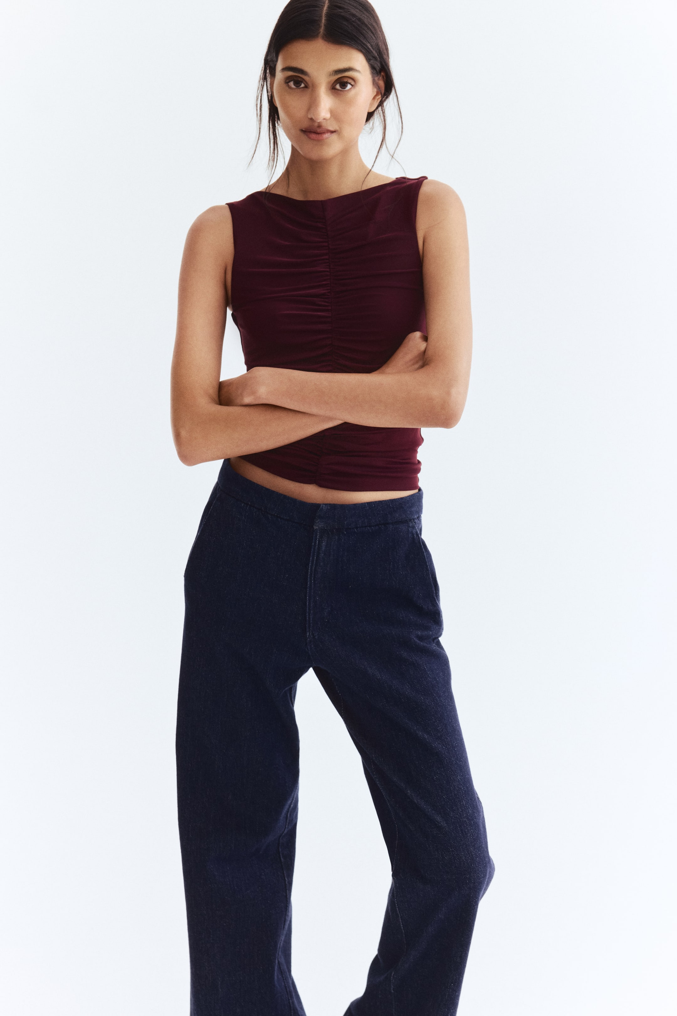 Ampliar la imagen: Top corrugado - Borgoña - Ladies | H&M MX 2