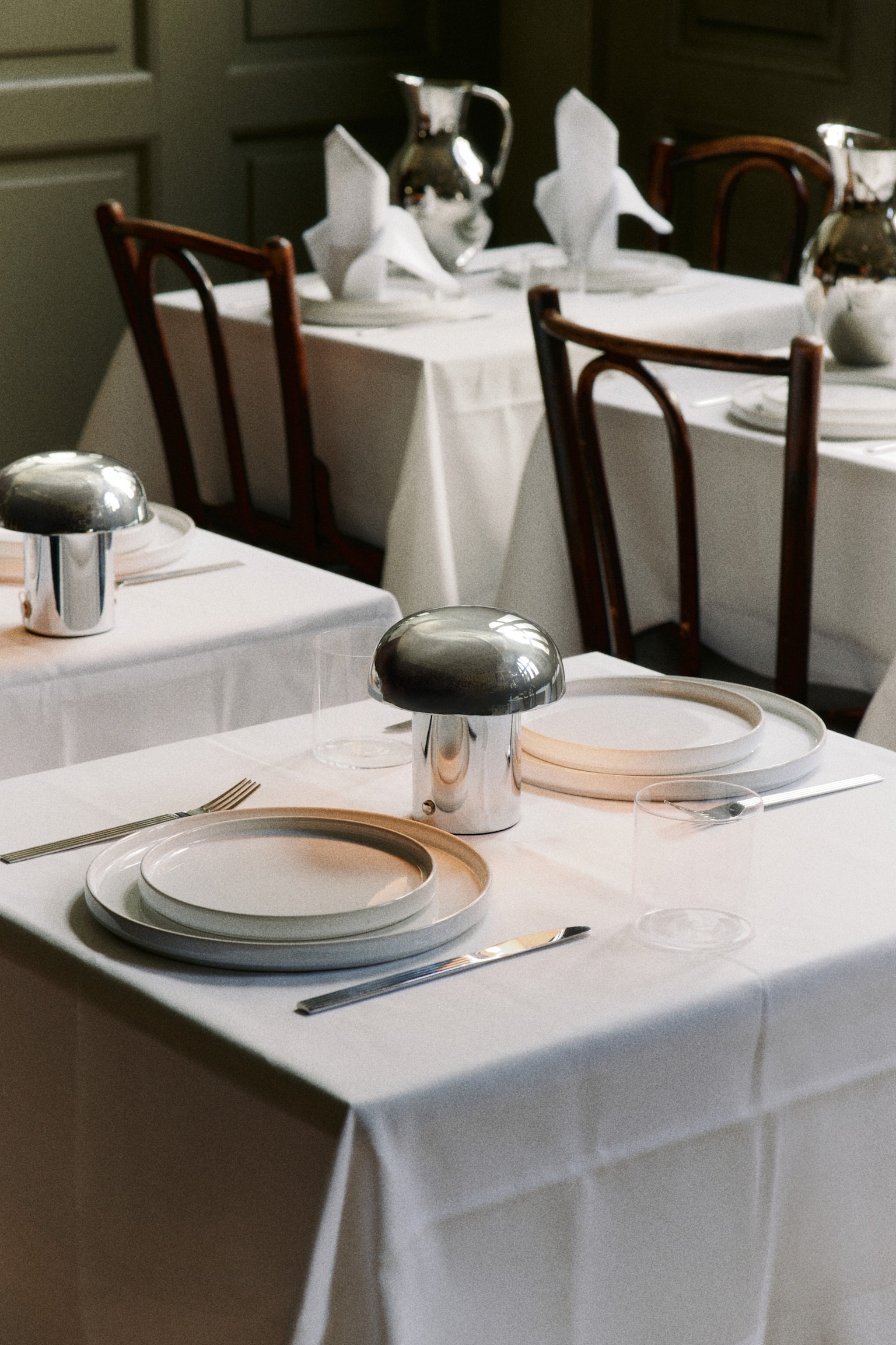 Set de 2 farfurii medii din gresie ceramică - Alb/Light pink/Brown - 3