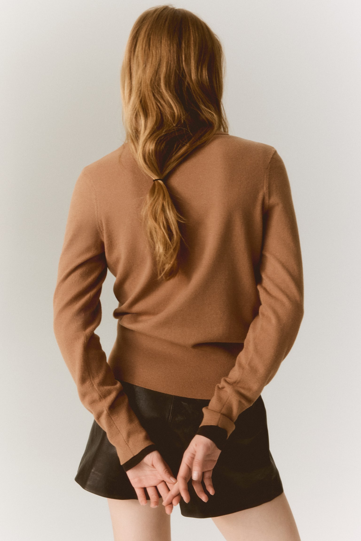 V-Neck Sweater - Dark beige/Grey marl - 5