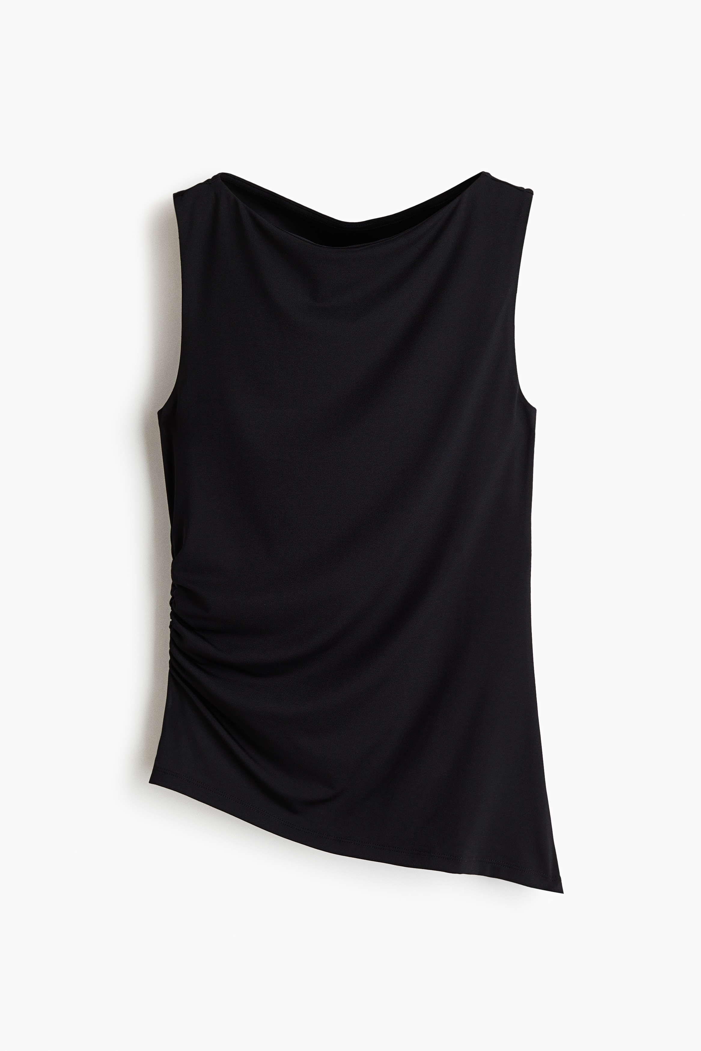 Draped Boat-Neck Top - Black/Powder pink/Dark brown