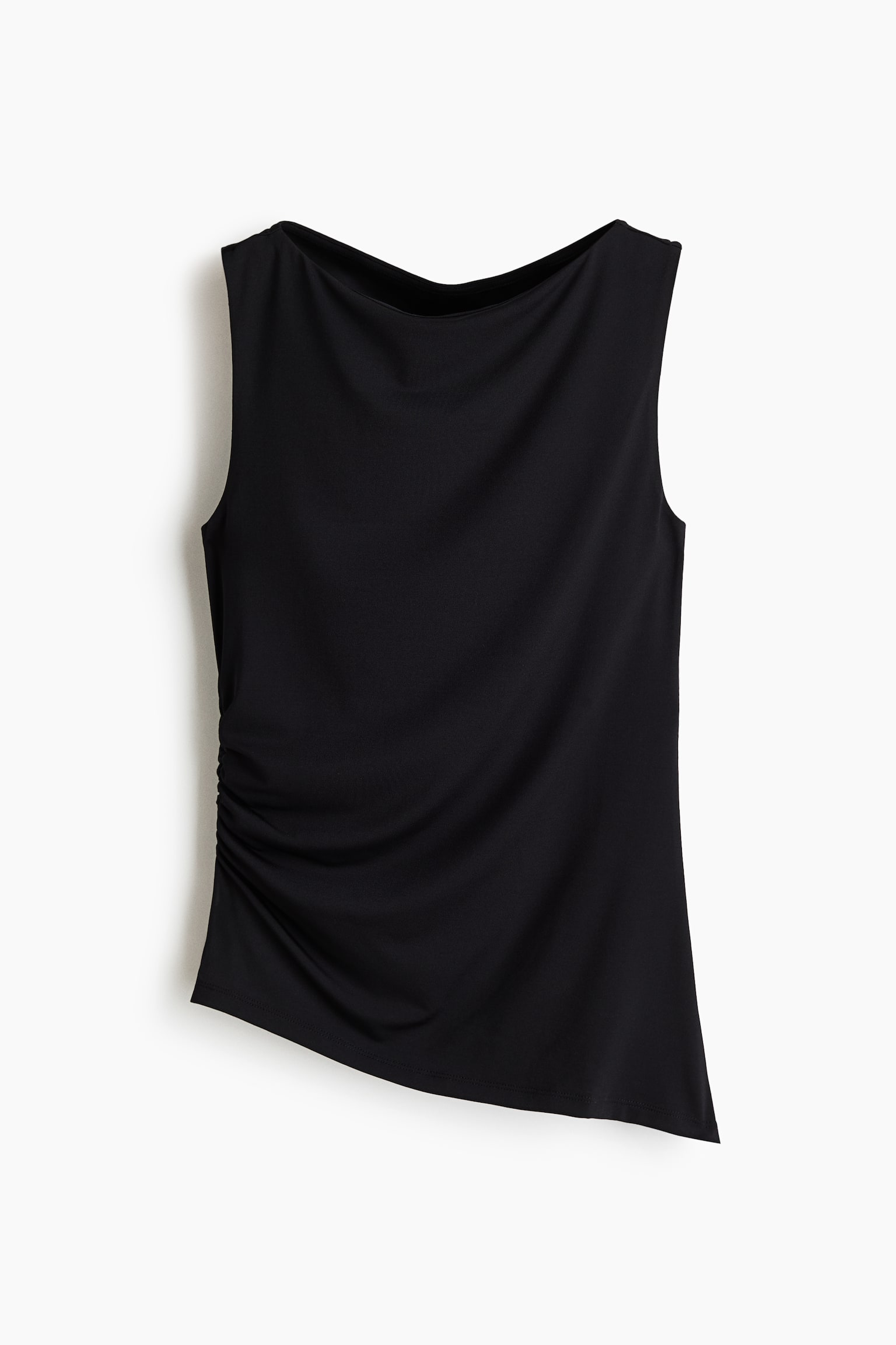 Gedrapeerde top met boothals - Zwart/Donkerbruin/Poederroze - 1