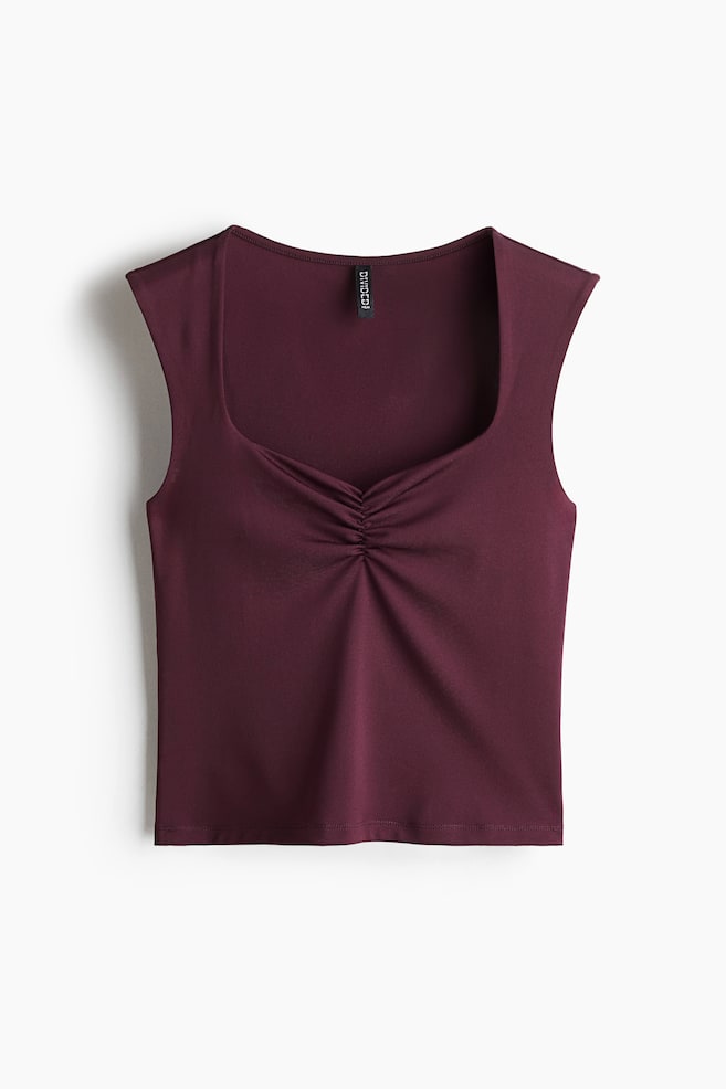Gathered Sleeveless Top - Plum purple/Black/Light pink/White/Brown - 1