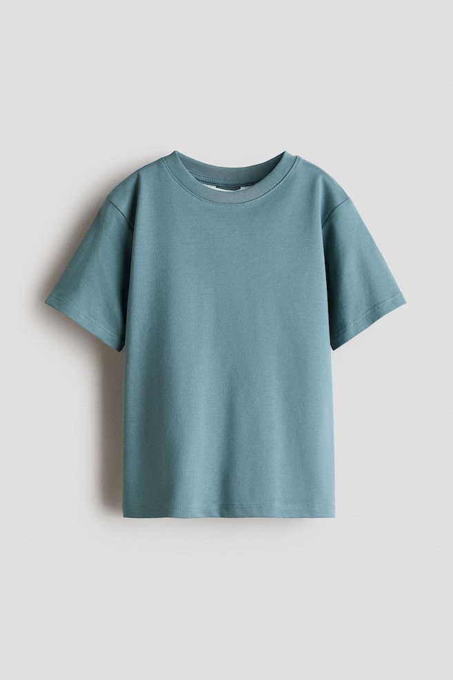 T-shirt loose en coton pima - Turquoise/Blanc/Vert kaki/Marron/Vert kaki - 1