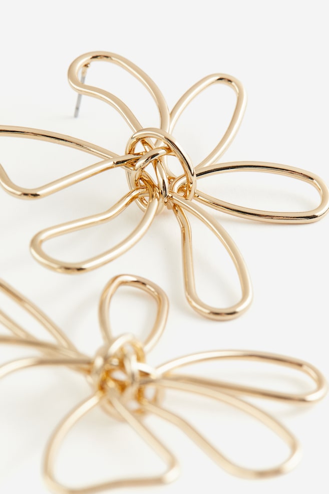 Flower-shaped earrings - Gold-coloured - 1