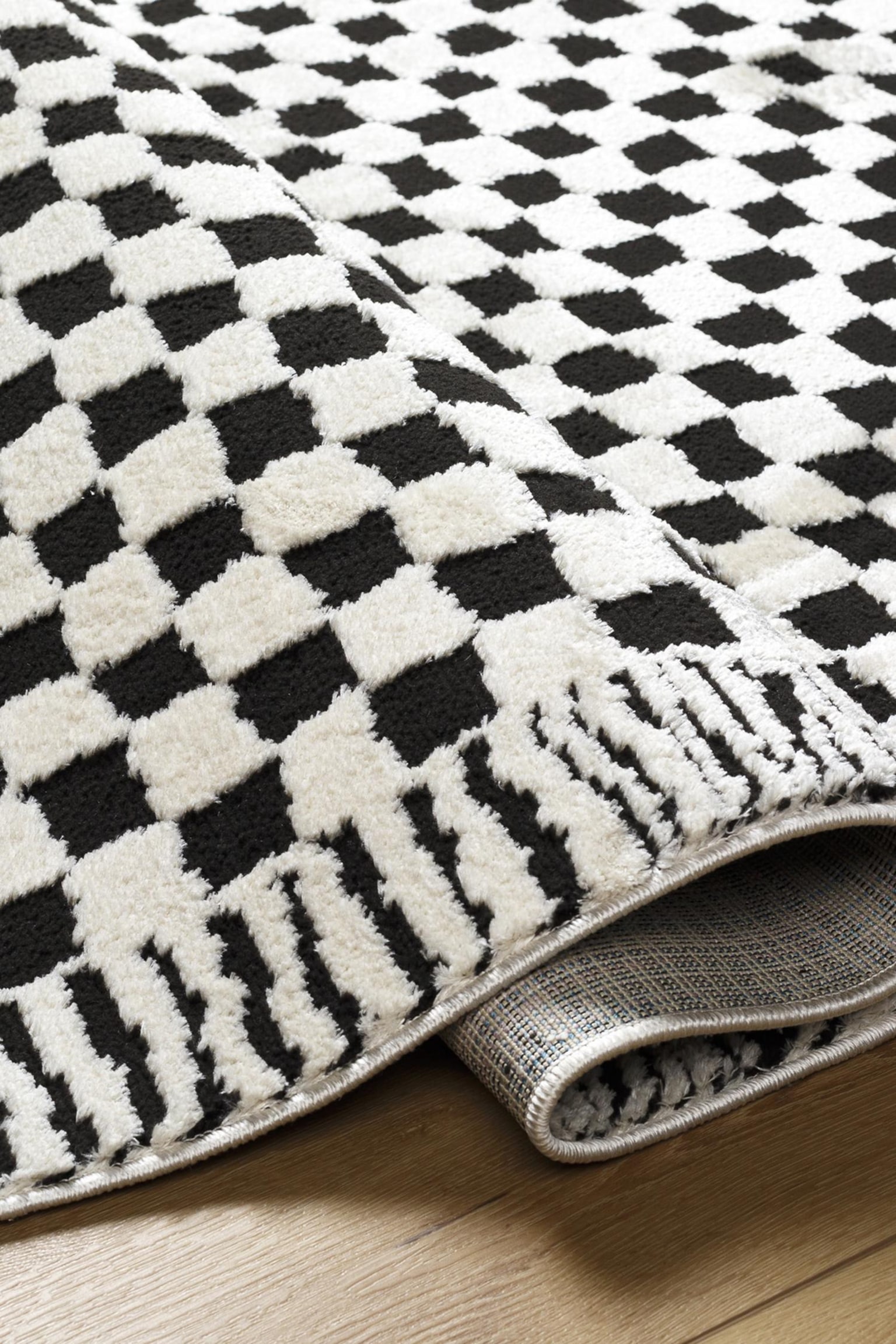 Ekta Skandi Checkered Area Rug - Ivory, Black - 4