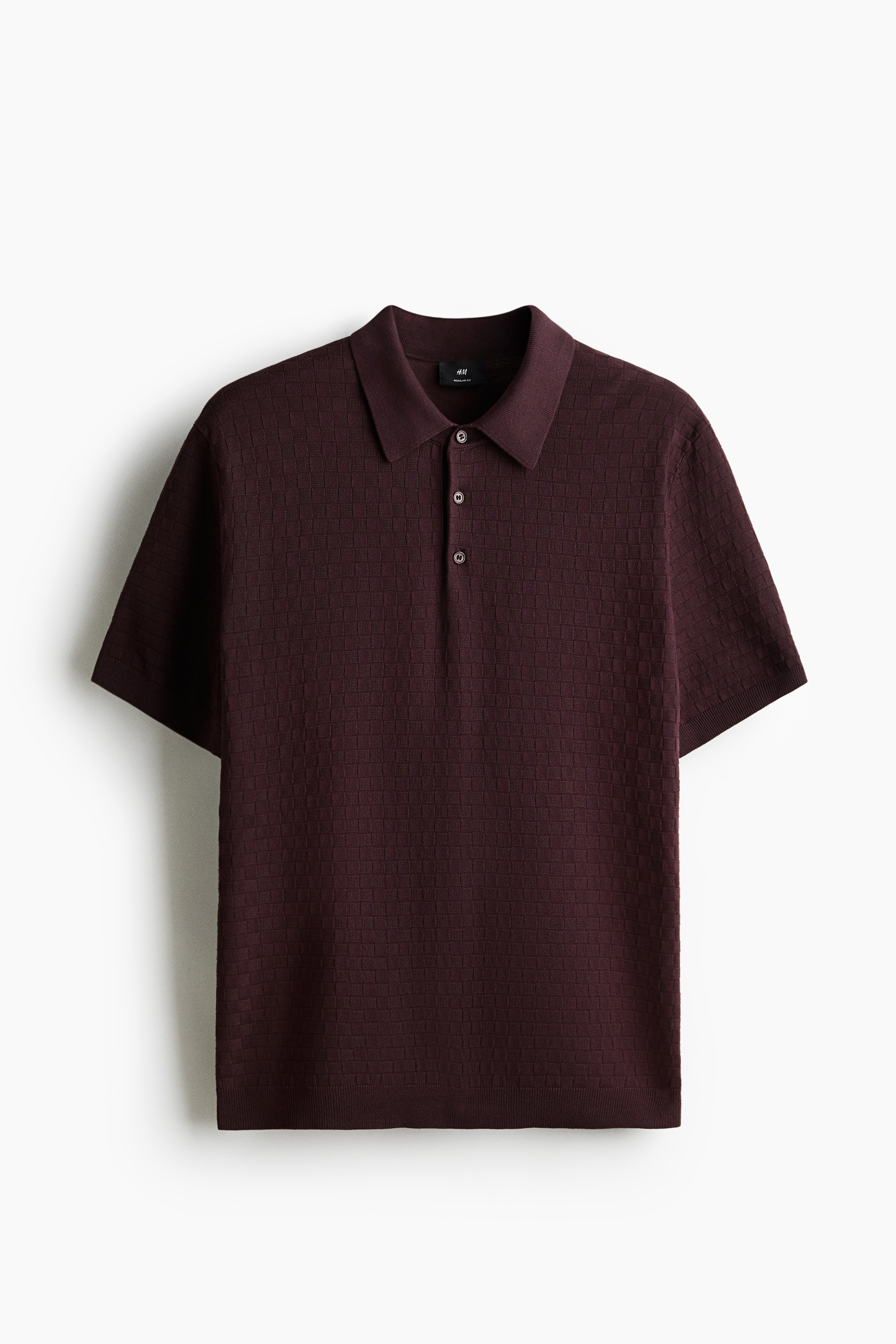 Slim Fit Textured-knit polo shirt - Violet prune/Noir/Blanc/Marine/Beige clair