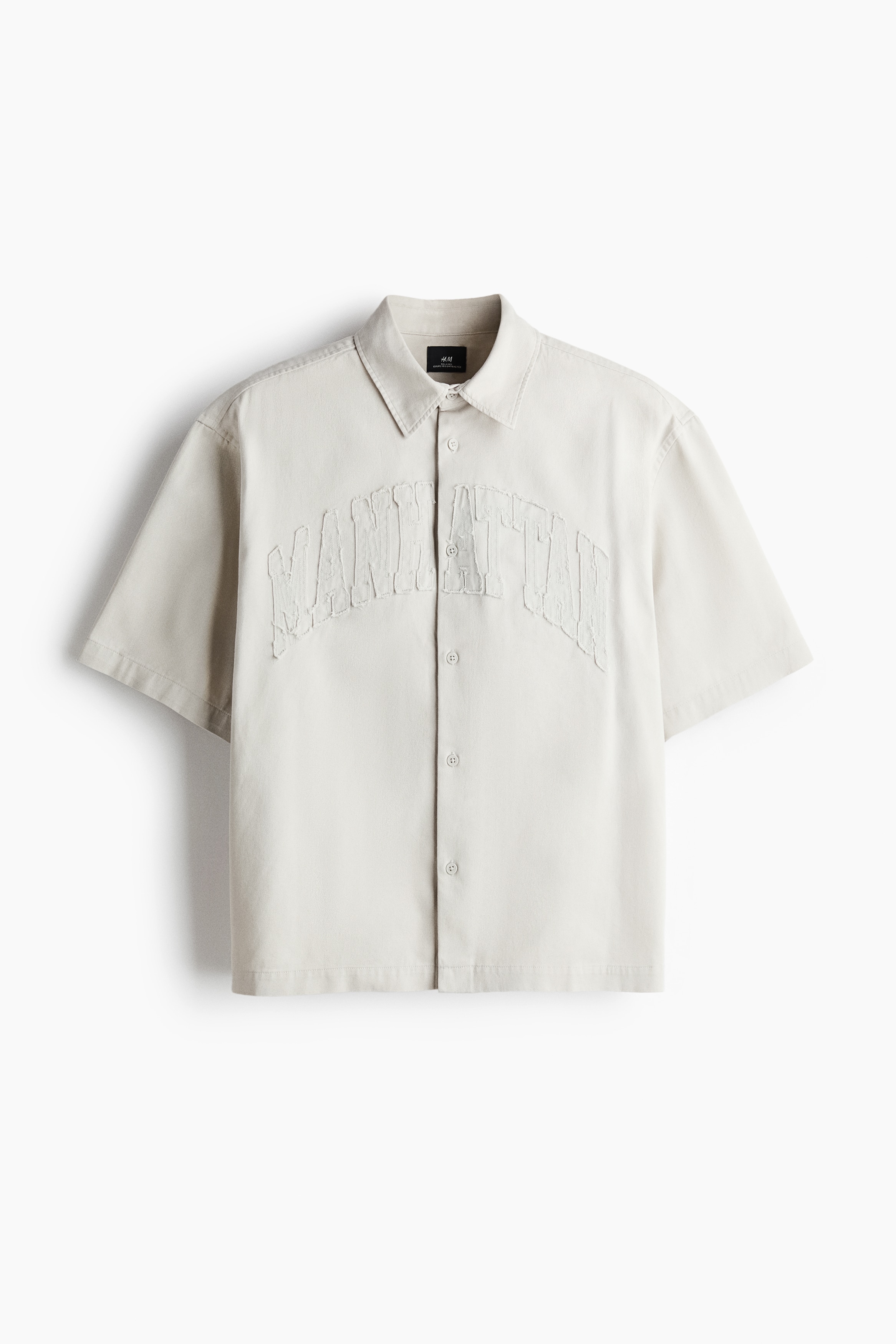 Relaxed-Fit Short-Sleeved Appliquéd Shirt - Light gray/Manhattan/Dark green/Manhattan