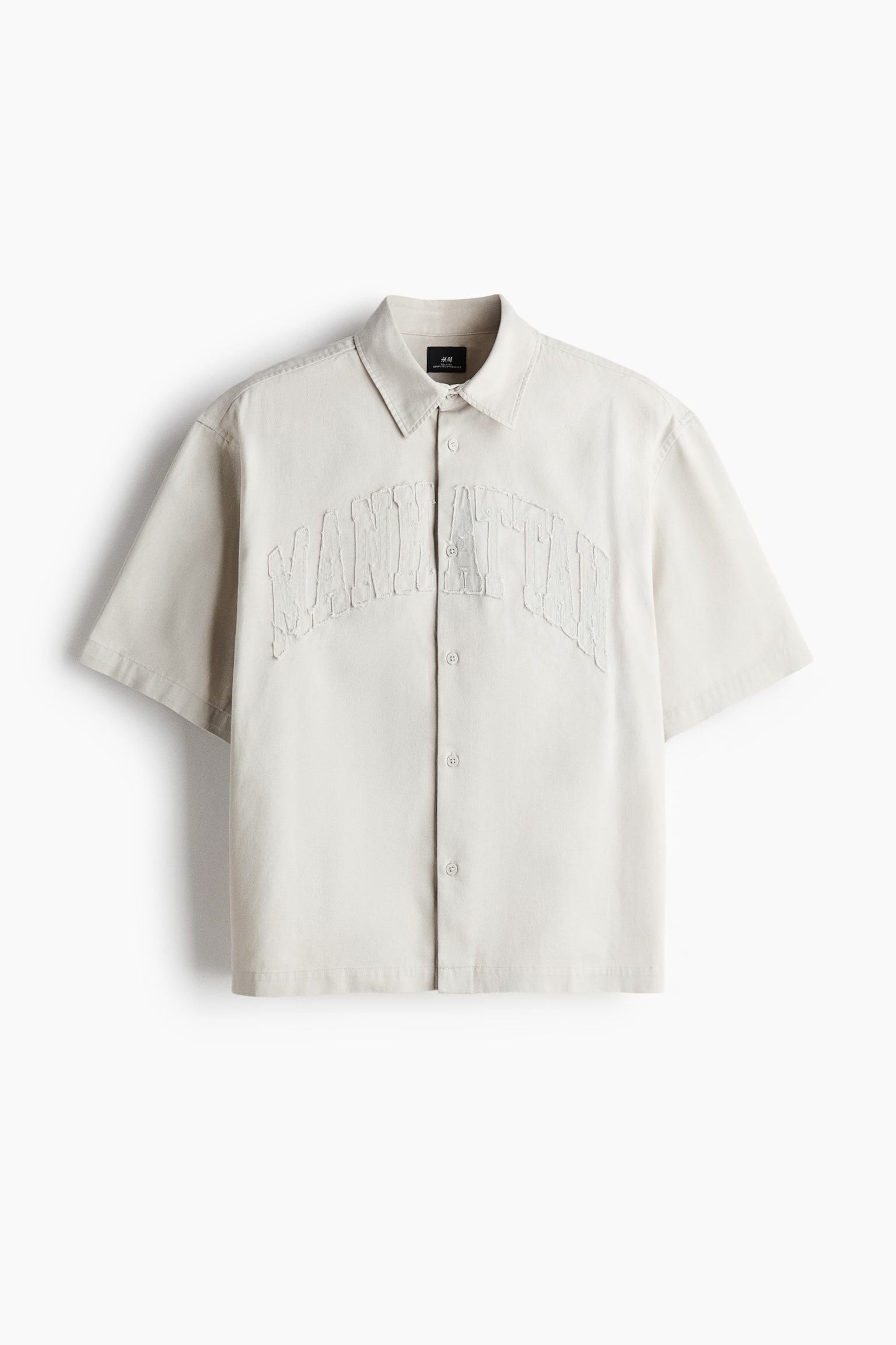 Relaxed-Fit Short-Sleeved Appliquéd Shirt - Light gray/Manhattan/Dark green/Manhattan - 1